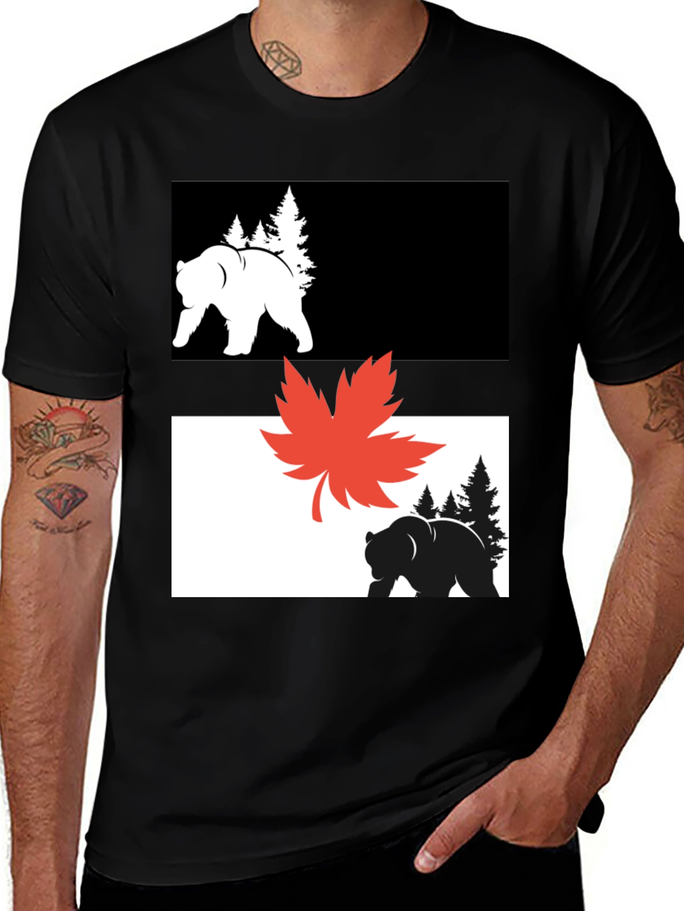 Variant 27 of Bear & Maple Leaf Graphic Tee