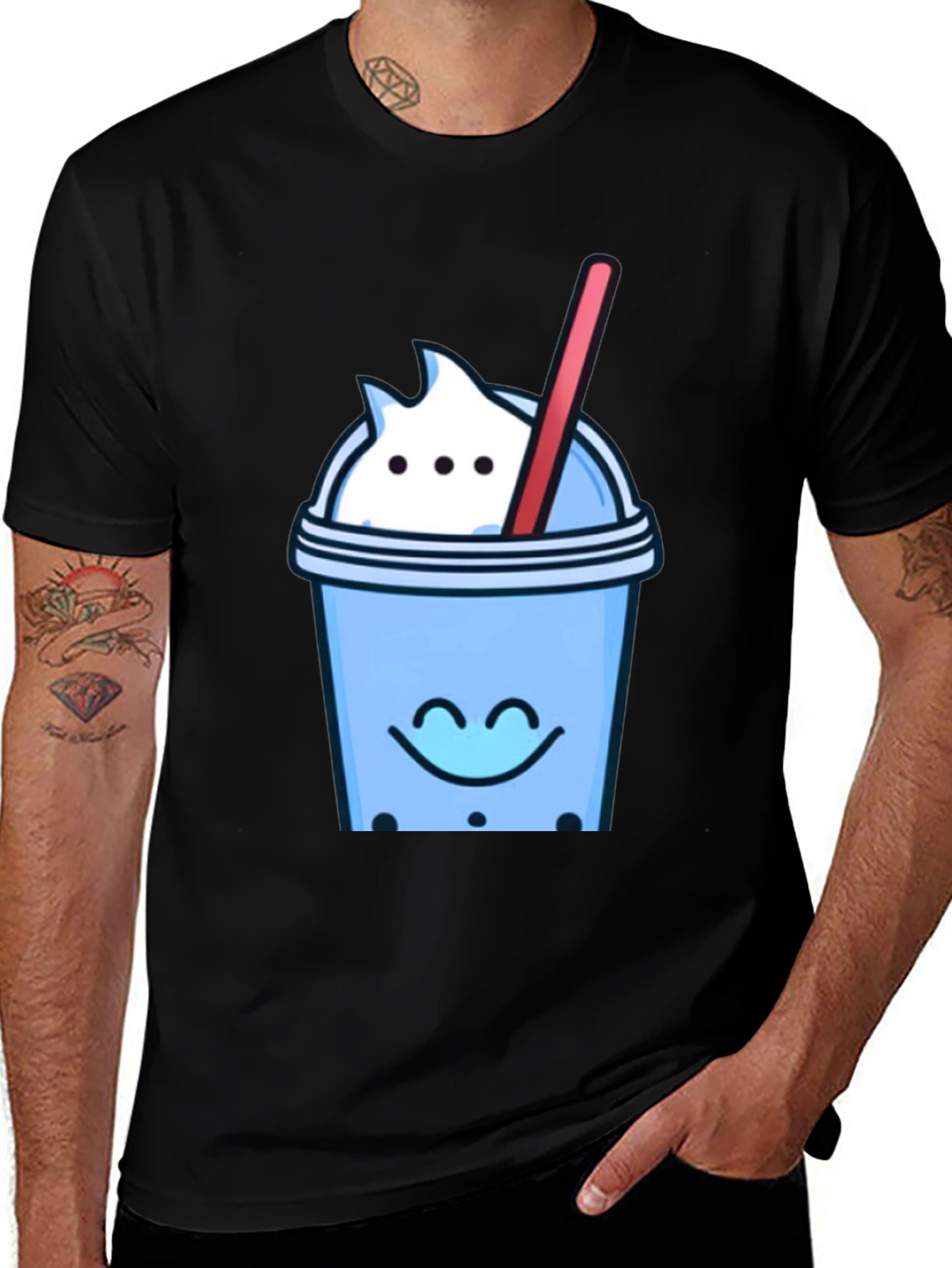 Variant 15 of Cute Bubble Tea Graphic Tee - Black