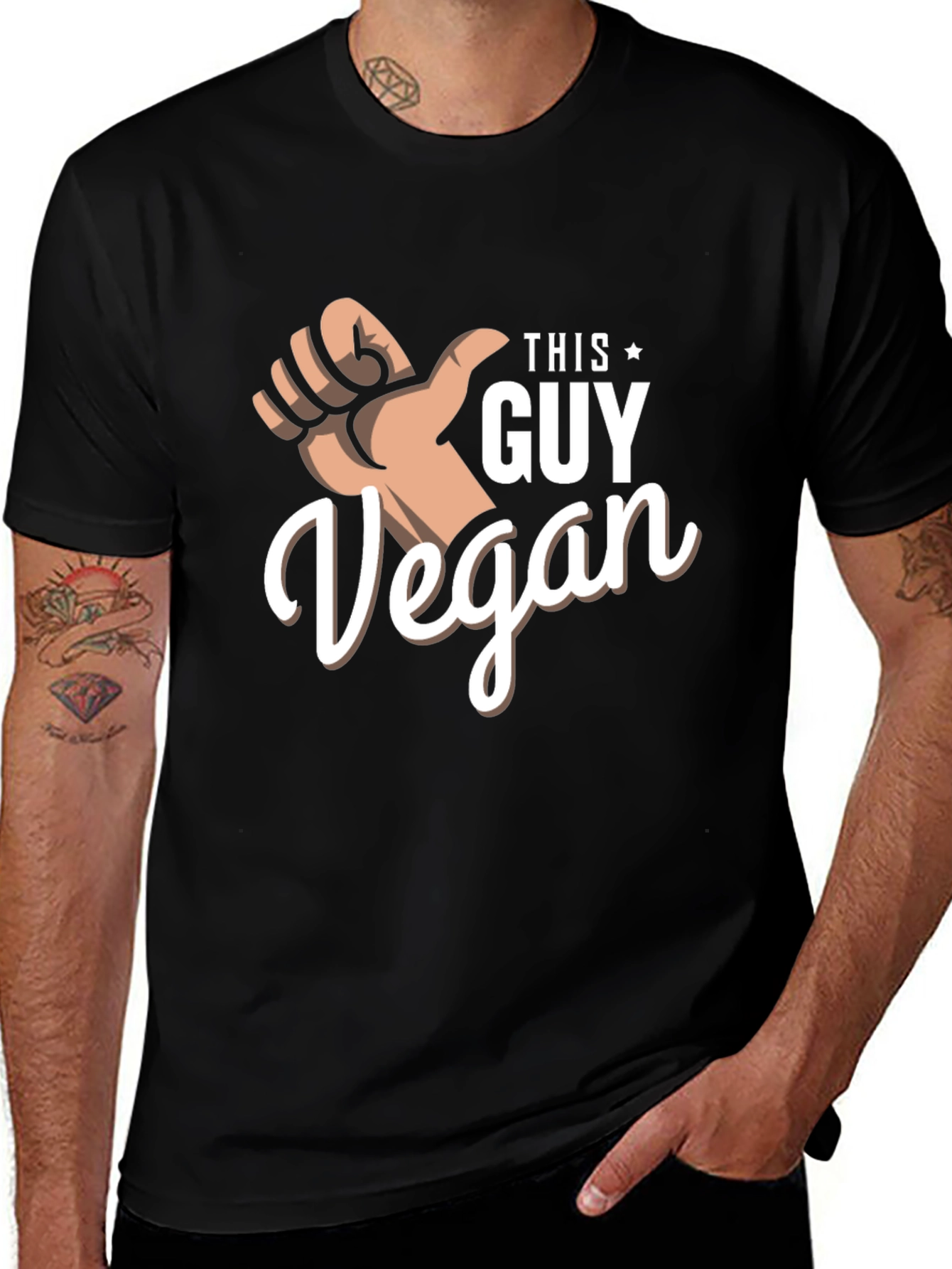 Variant 29 of This Guy Vegan Graphic Tee - Black Unisex Shirt