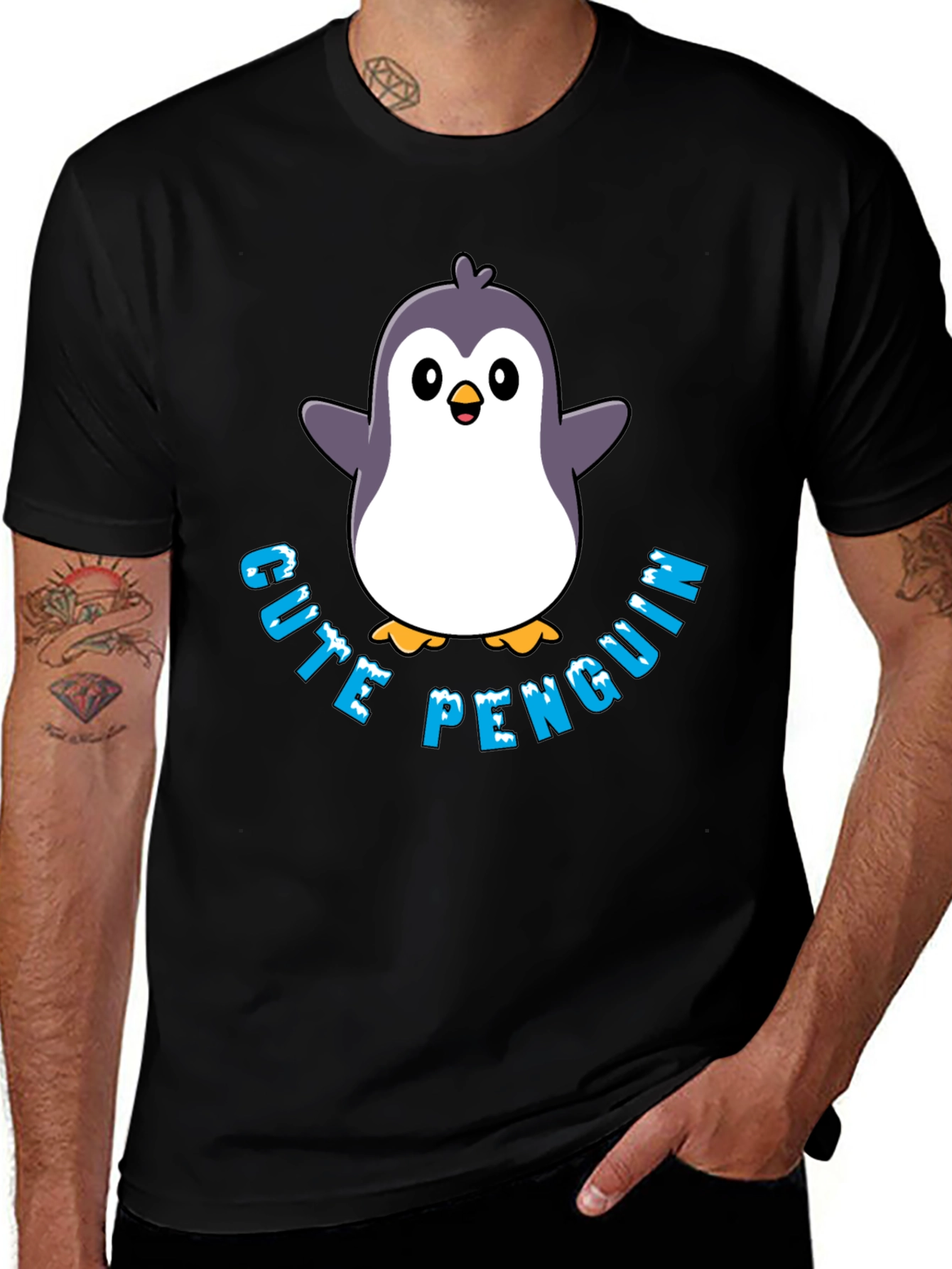 Variant 13 of Cute Penguin Graphic T-Shirt - Black