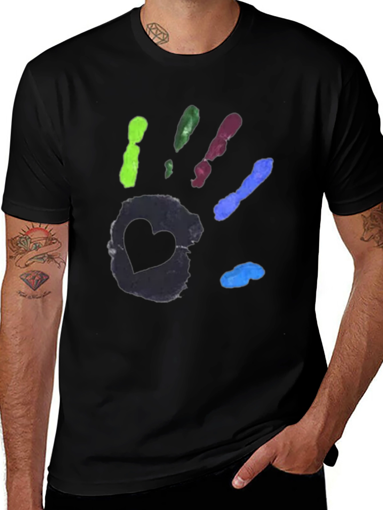 Variant 3 of Colorful Handprint Heart T-Shirt