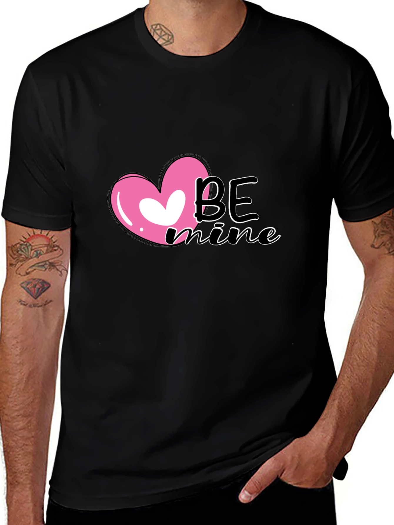 Variant 28 of Be Mine Heart Valentine's Day Black T-Shirt