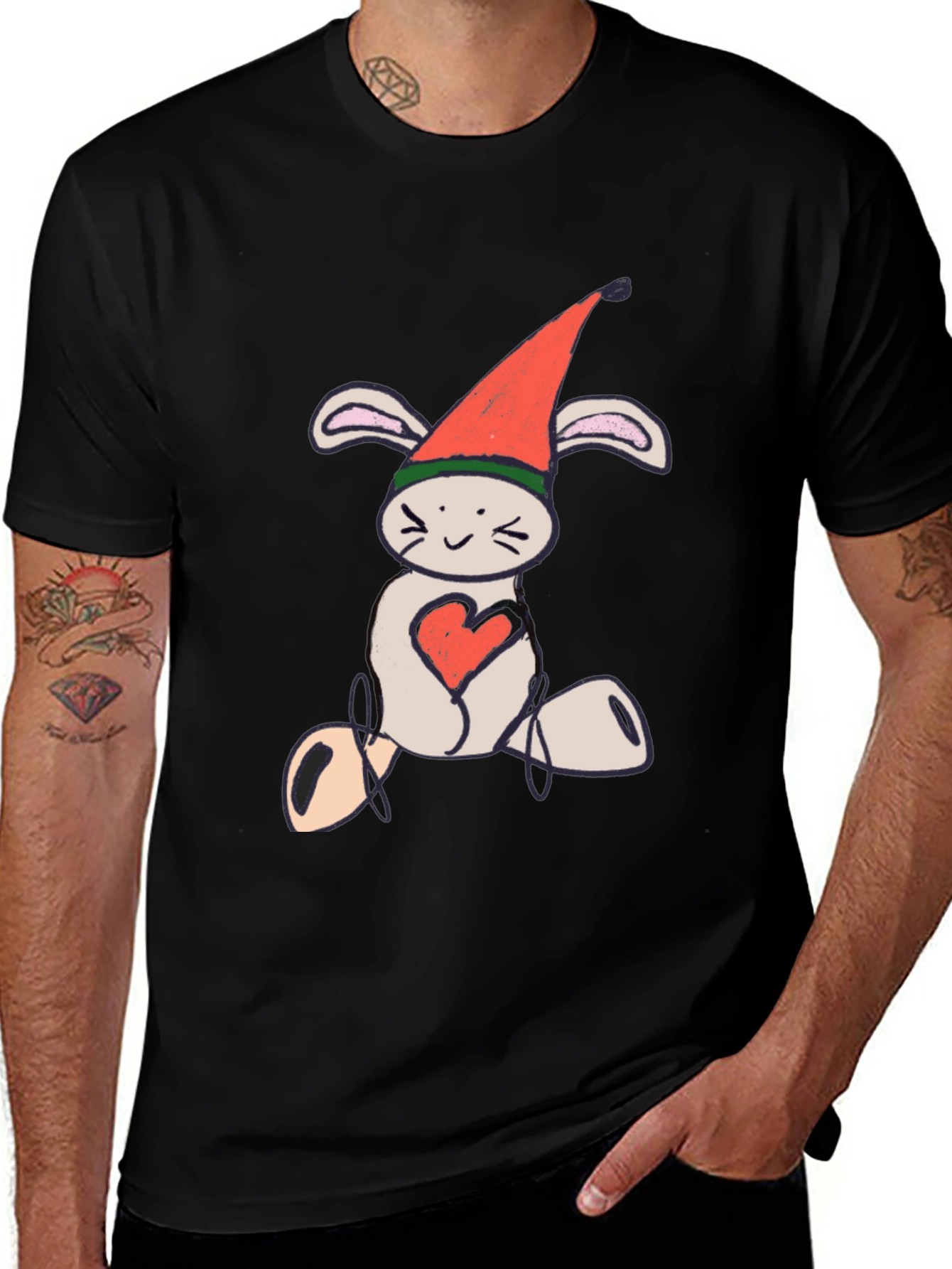Variant 10 of Cute Bunny with Heart Graphic Tee