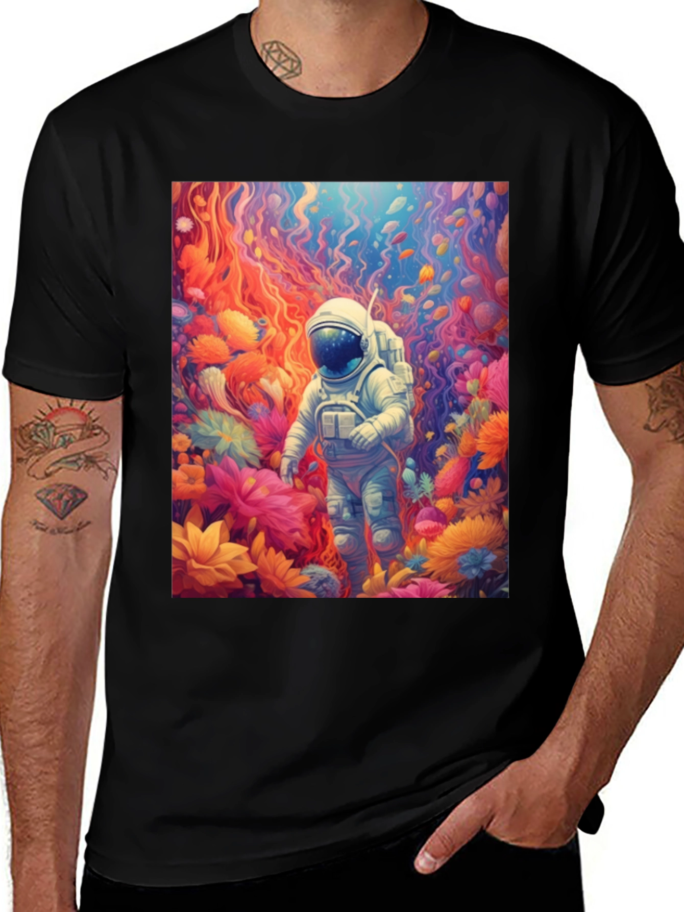 Variant 28 of Astronaut Floral T-Shirt - Galaxy Dreamscape