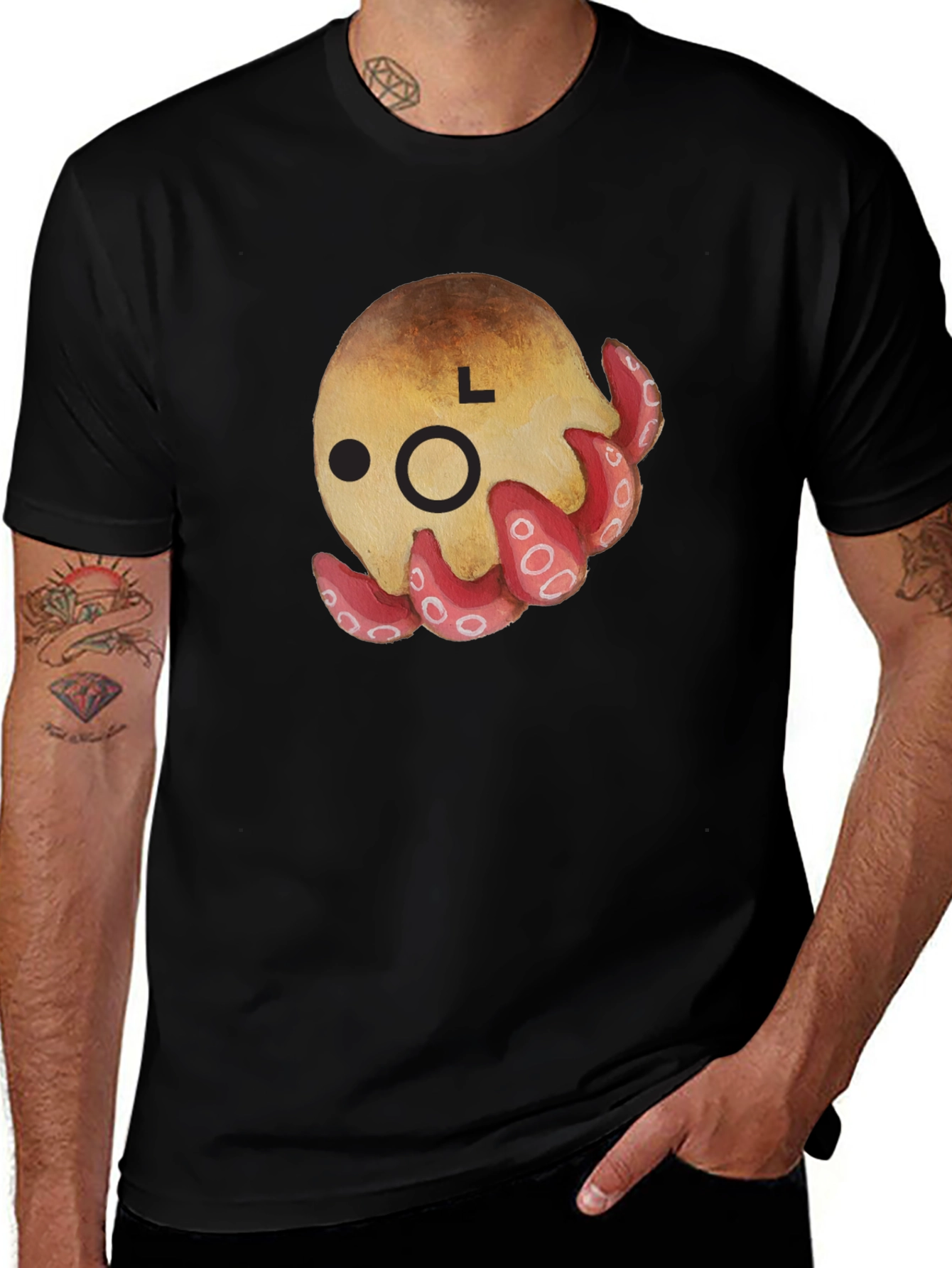 Variant 13 of Cute Octopus Graphic T-Shirt - Unisex Black Tee