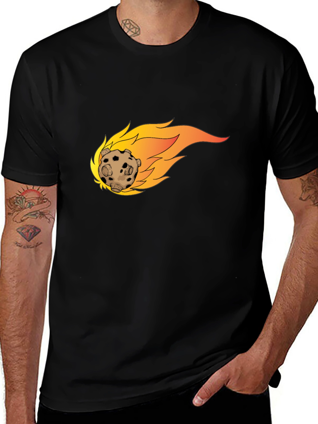 Variant 9 of Meteor Graphic Tee - Bold Black Cotton T-Shirt