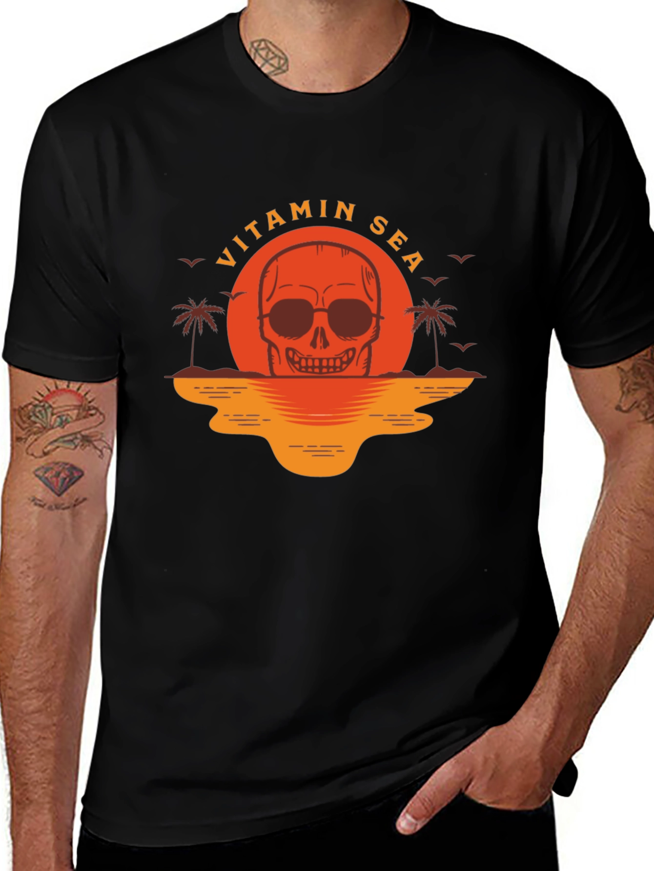 Variant 2 of Vitamin Sea Skull Graphic T-Shirt - Black