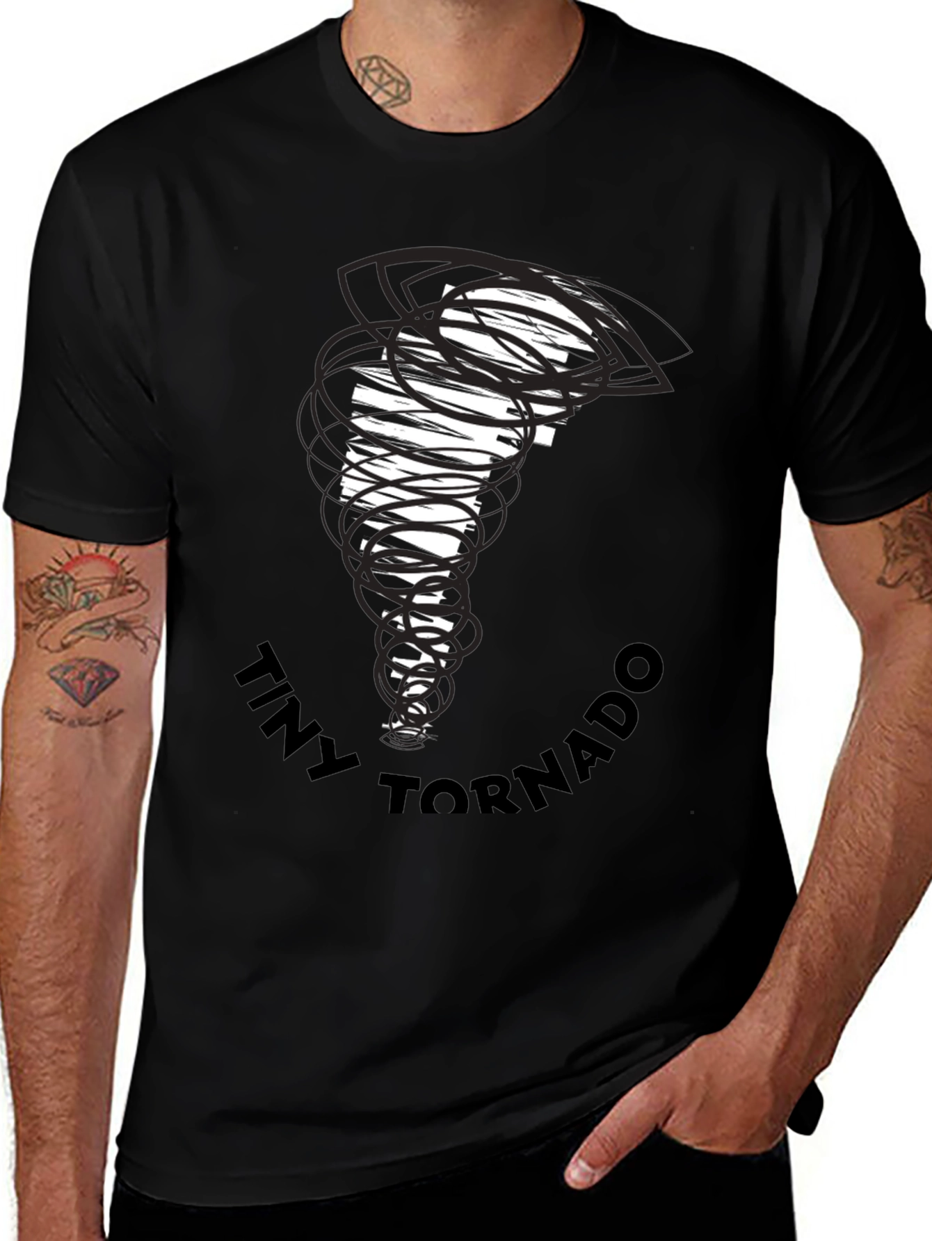 Variant 17 of Tiny Tornado Graphic Tee - Black Cotton T-Shirt