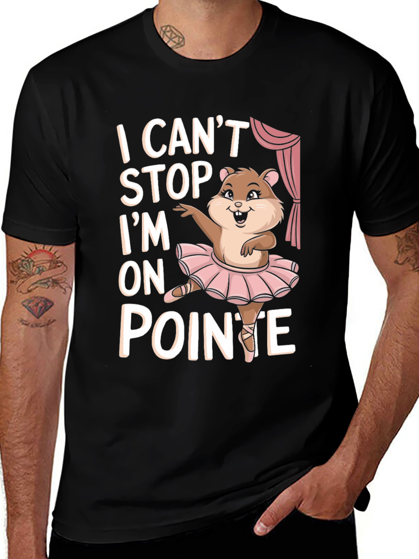 Variant 30 of Funny Hamster Ballerina T-Shirt - I Can't Stop, I'm on Pointe