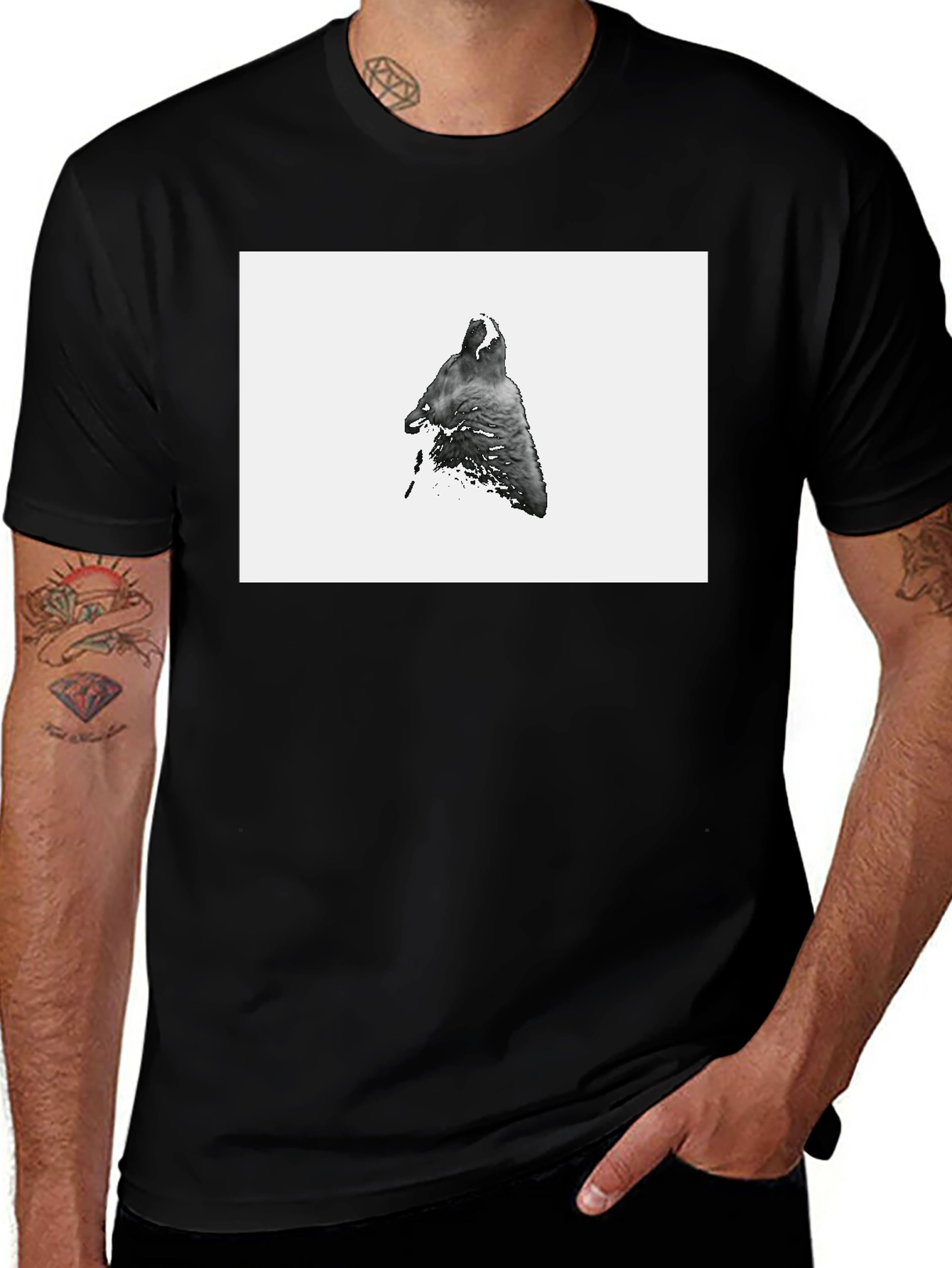 Variant 2 of Wolf Graphic Tee - Black Cotton T-Shirt