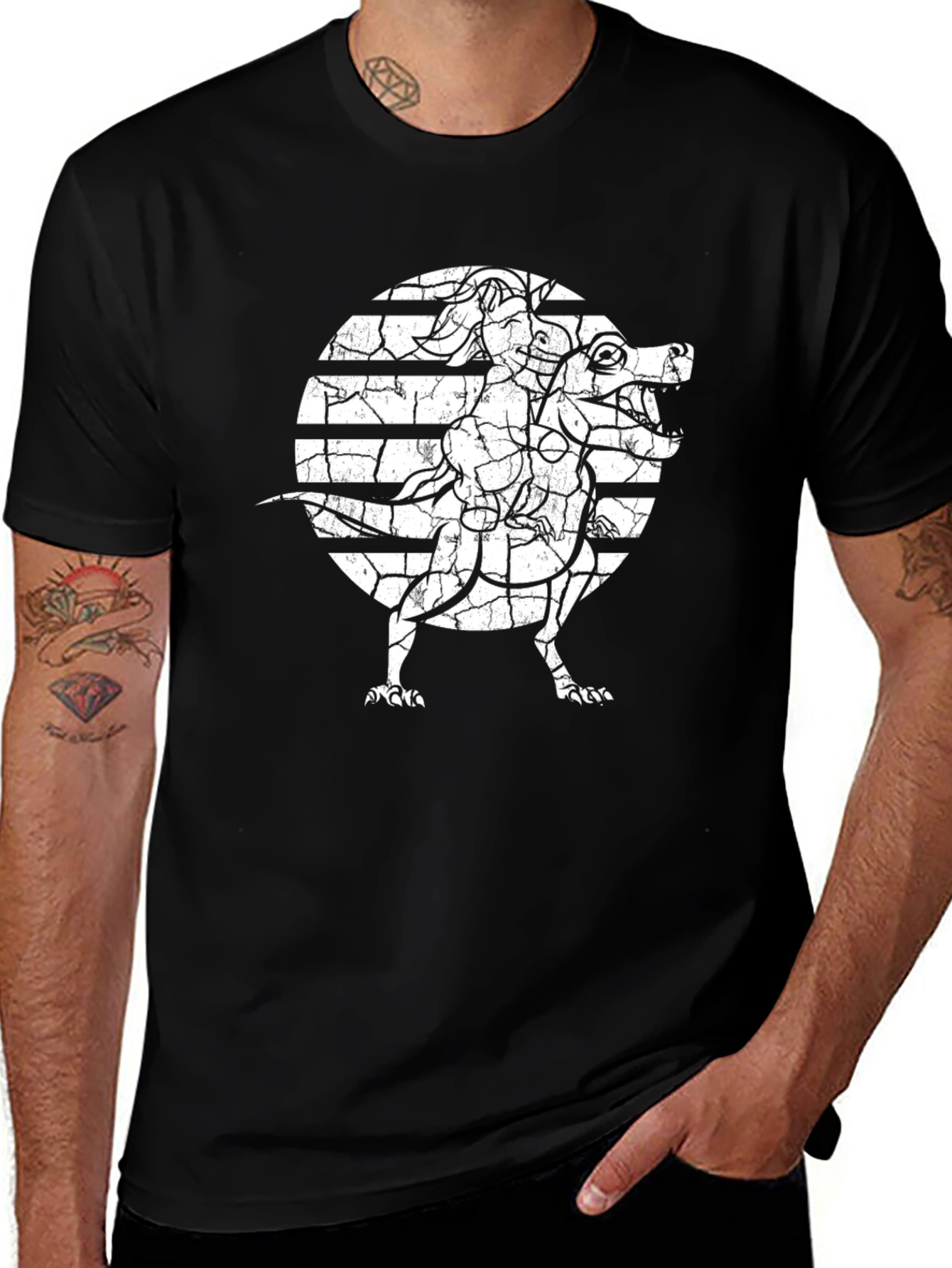 Dragon & Horse T-Shirt - Cracked Style Print