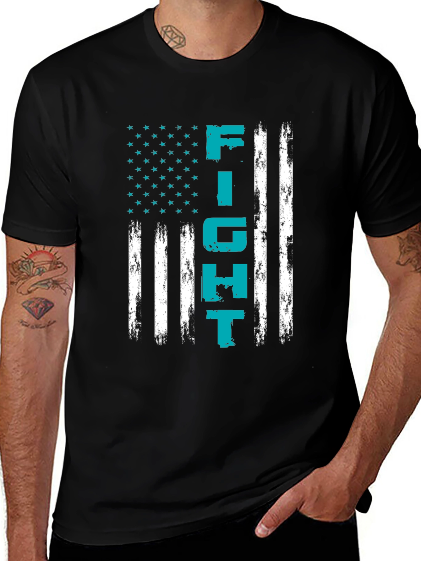 Variant 27 of Fight American Flag Black T-Shirt