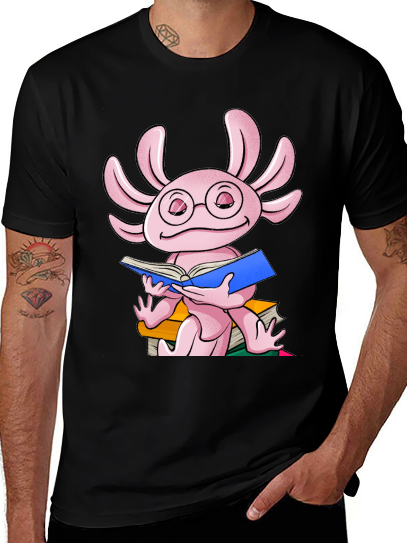 Variant 28 of Axolotl Reading Book T-Shirt - Cute Amphibian Tee