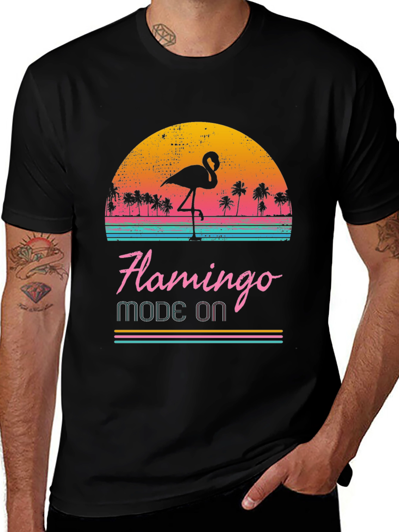 Variant 24 of Retro Flamingo Mode On T-Shirt