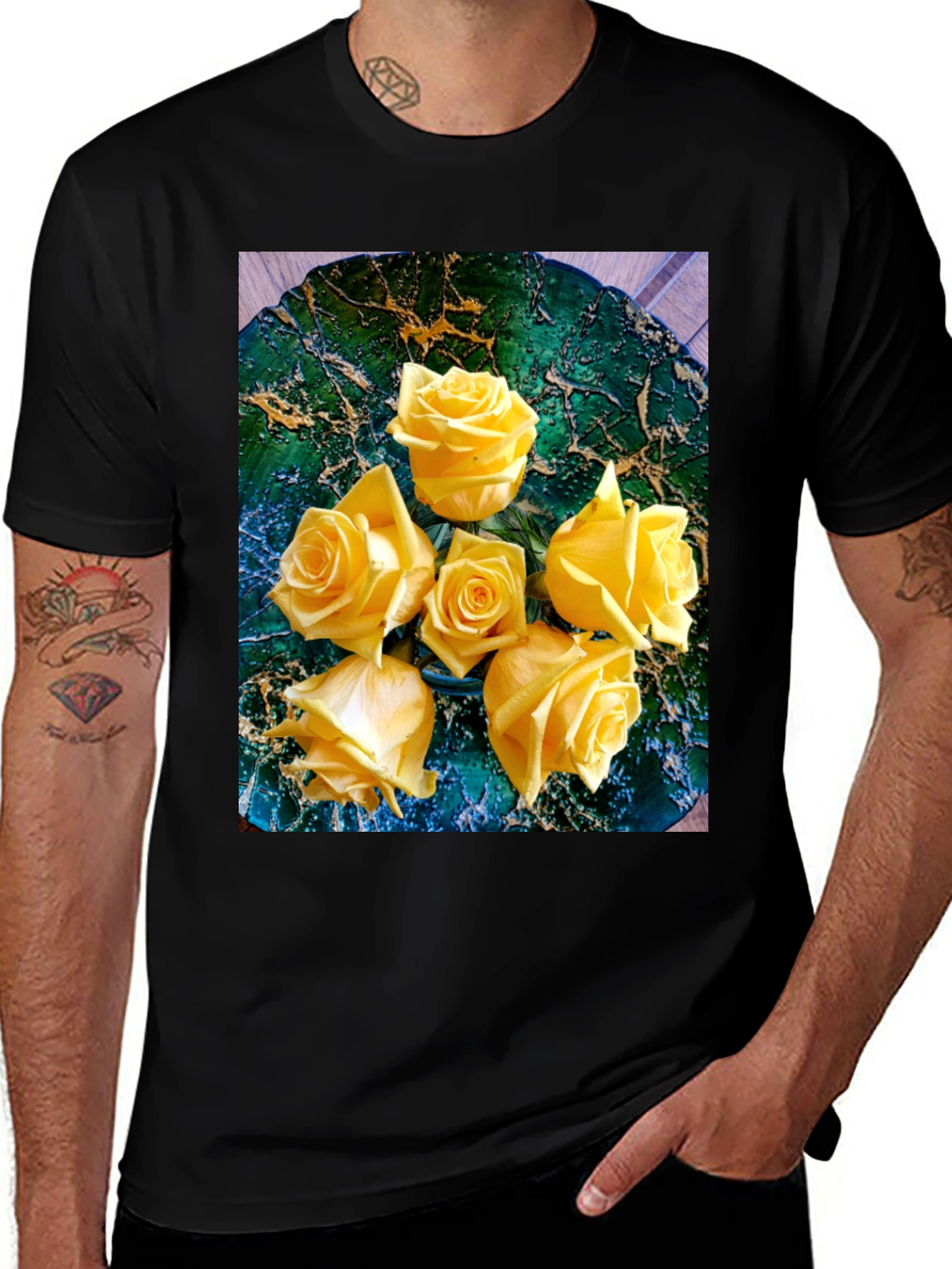 Variant 6 of Yellow Rose Graphic Tee - Floral Art T-Shirt