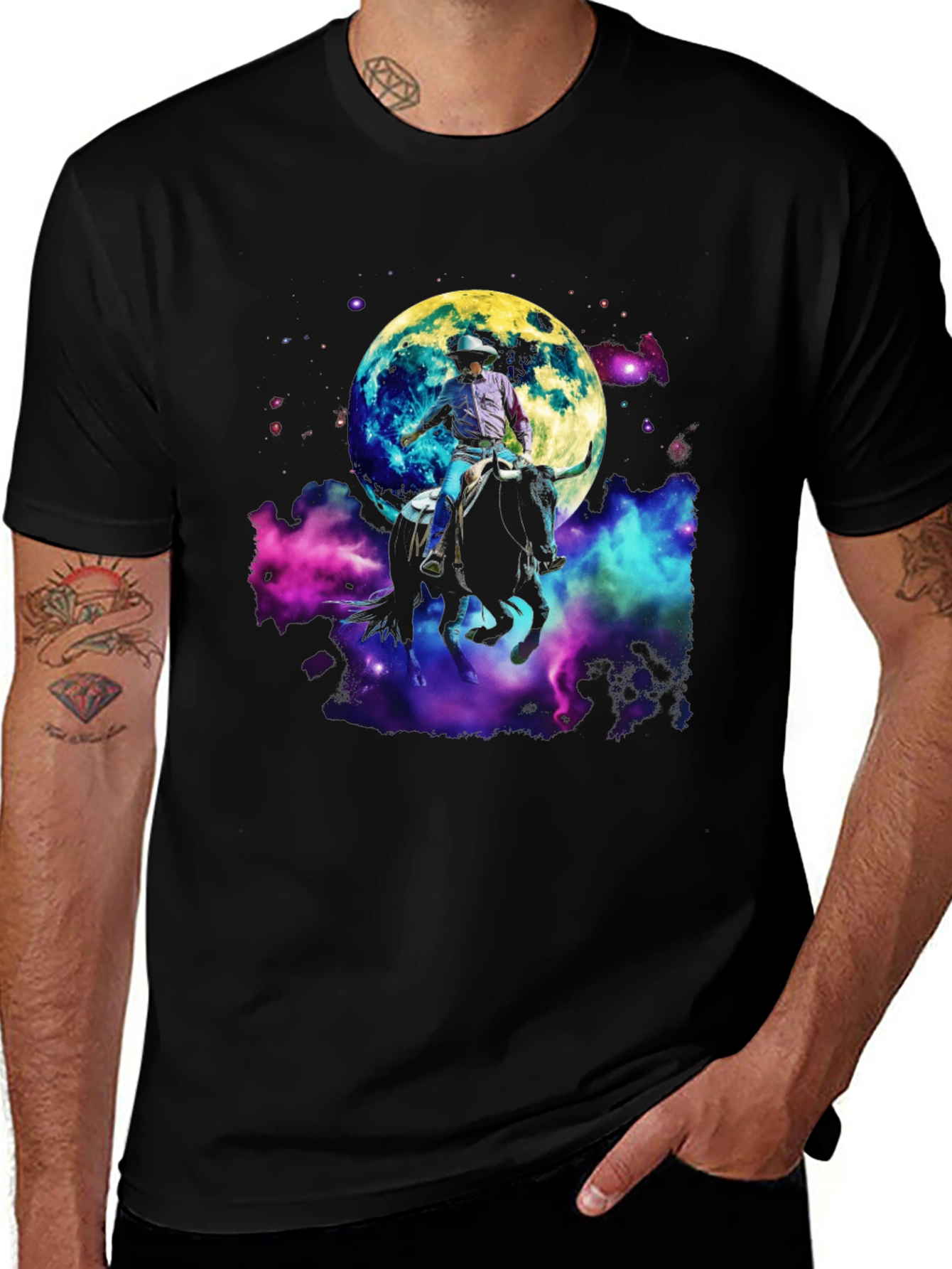 Variant 16 of Cosmic Cowboy T-Shirt - Moon Rodeo Design
