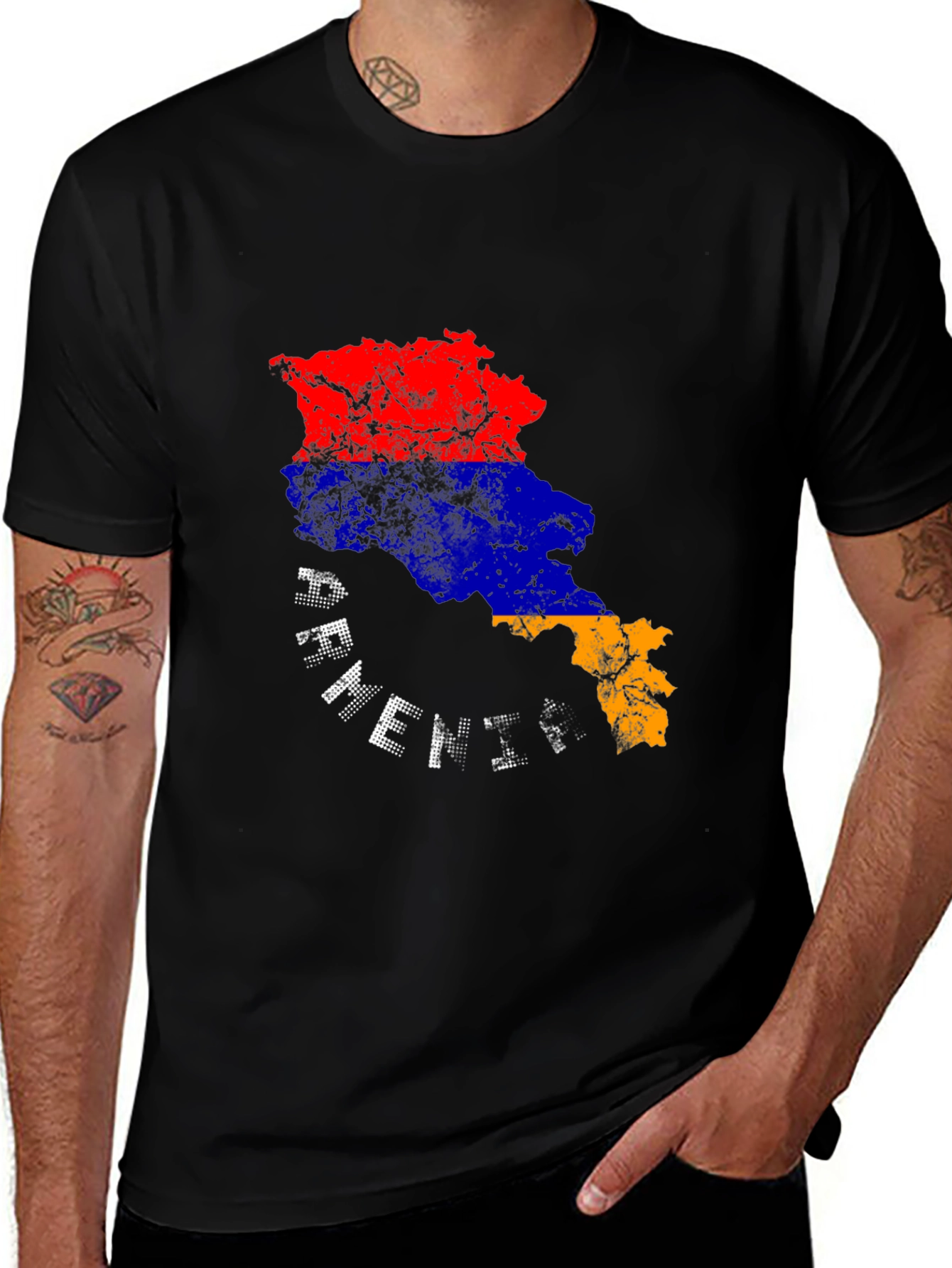 Armenia Flag Map T-Shirt - Black Graphic Tee