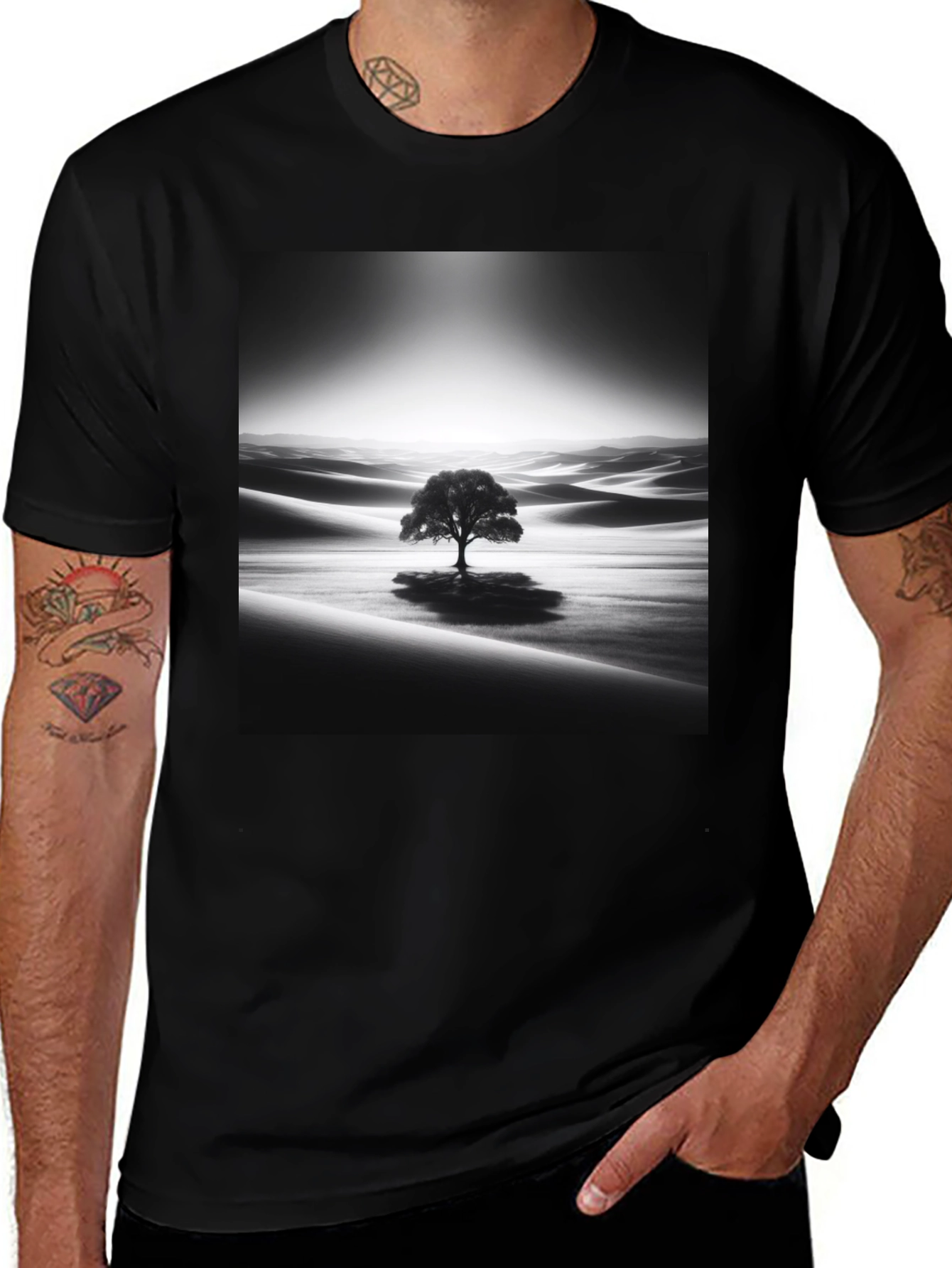 Variant 24 of Monochrome Desert Tree Graphic Tee