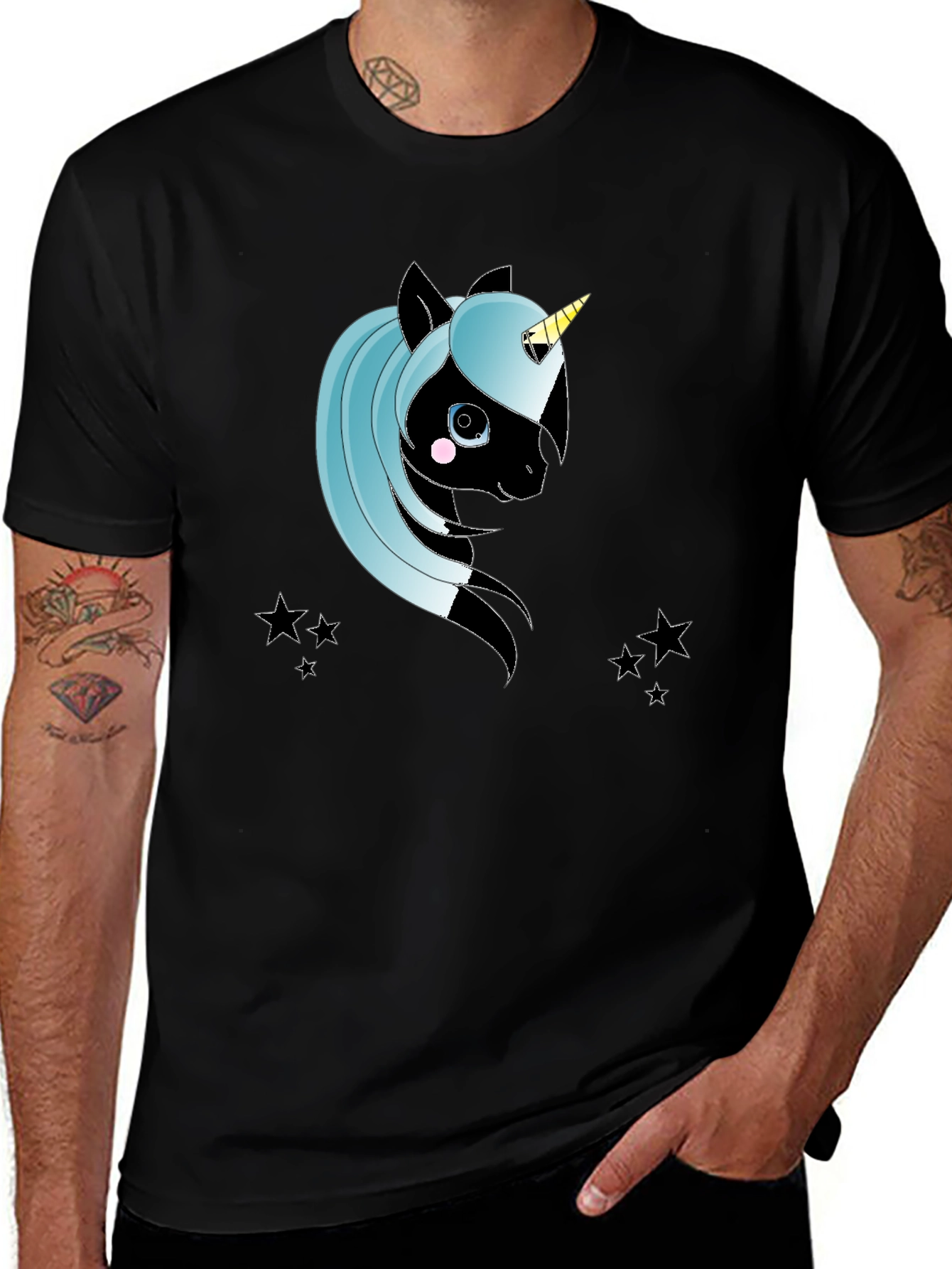 Variant 4 of Unicorn Graphic T-Shirt - Black Cotton Tee
