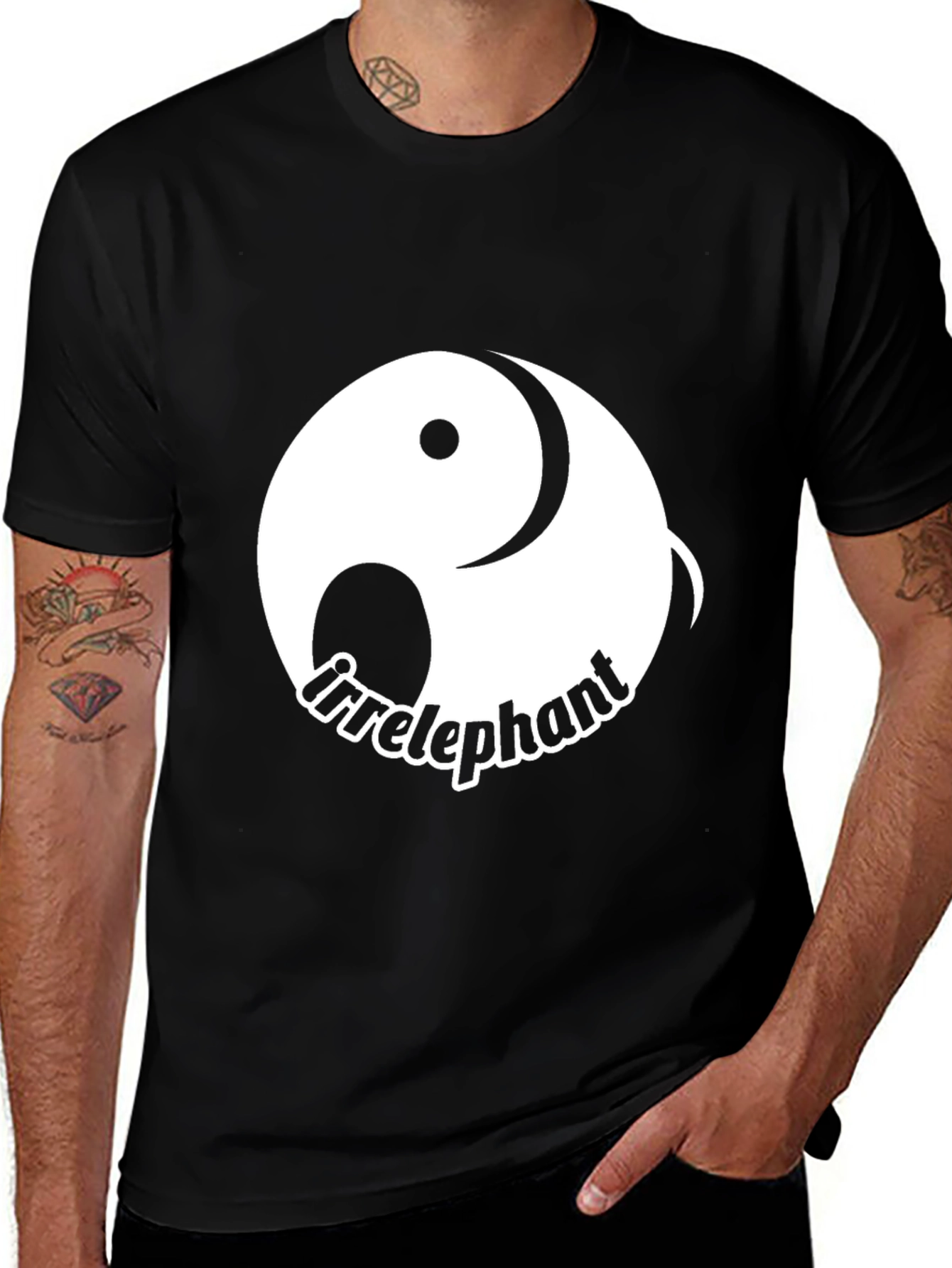 Variant 26 of Irrelephant Graphic Tee - Yin Yang Elephant Design
