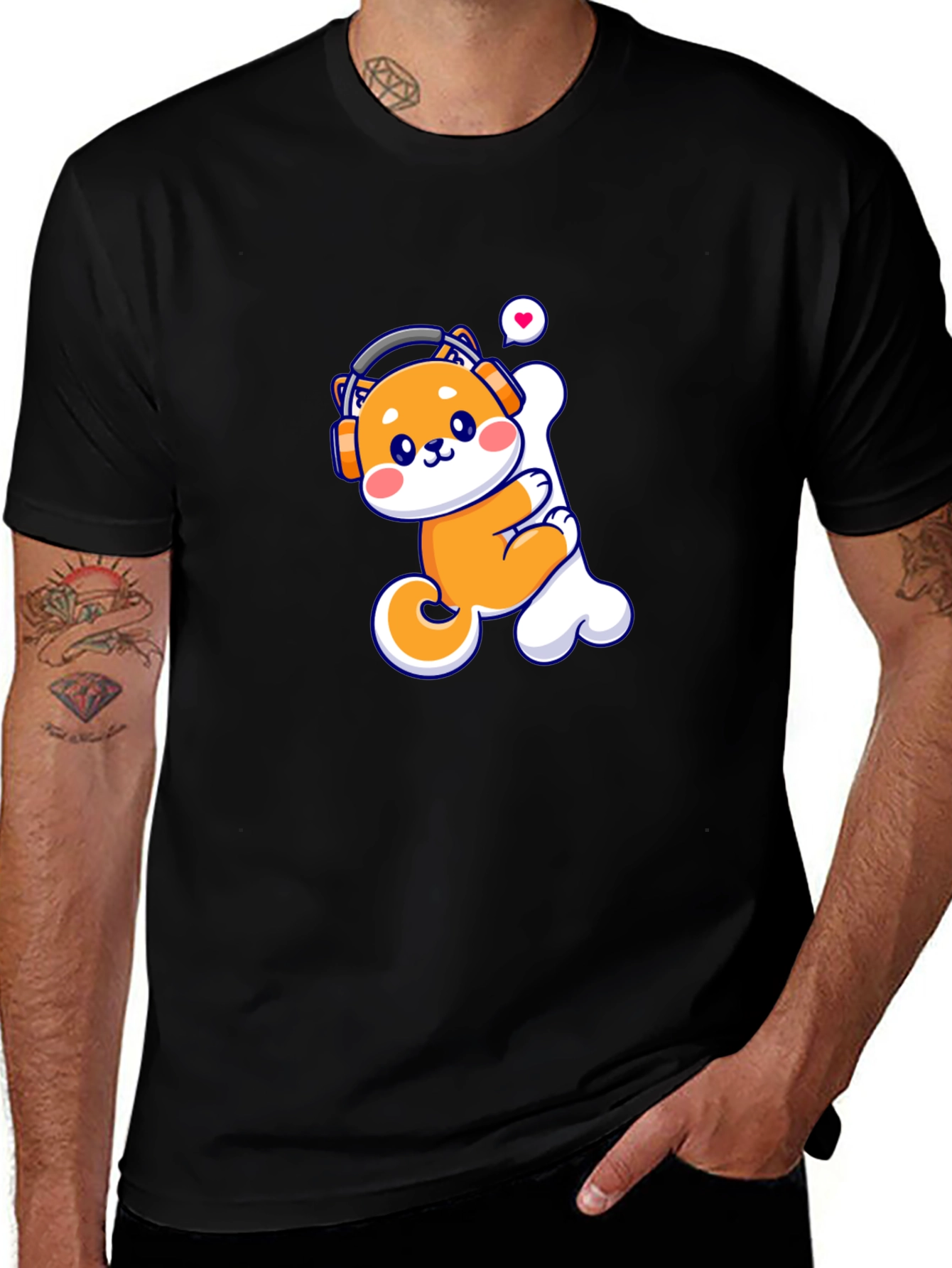 Variant 28 of Cute Shiba Inu Dog Bone Headphones T-Shirt