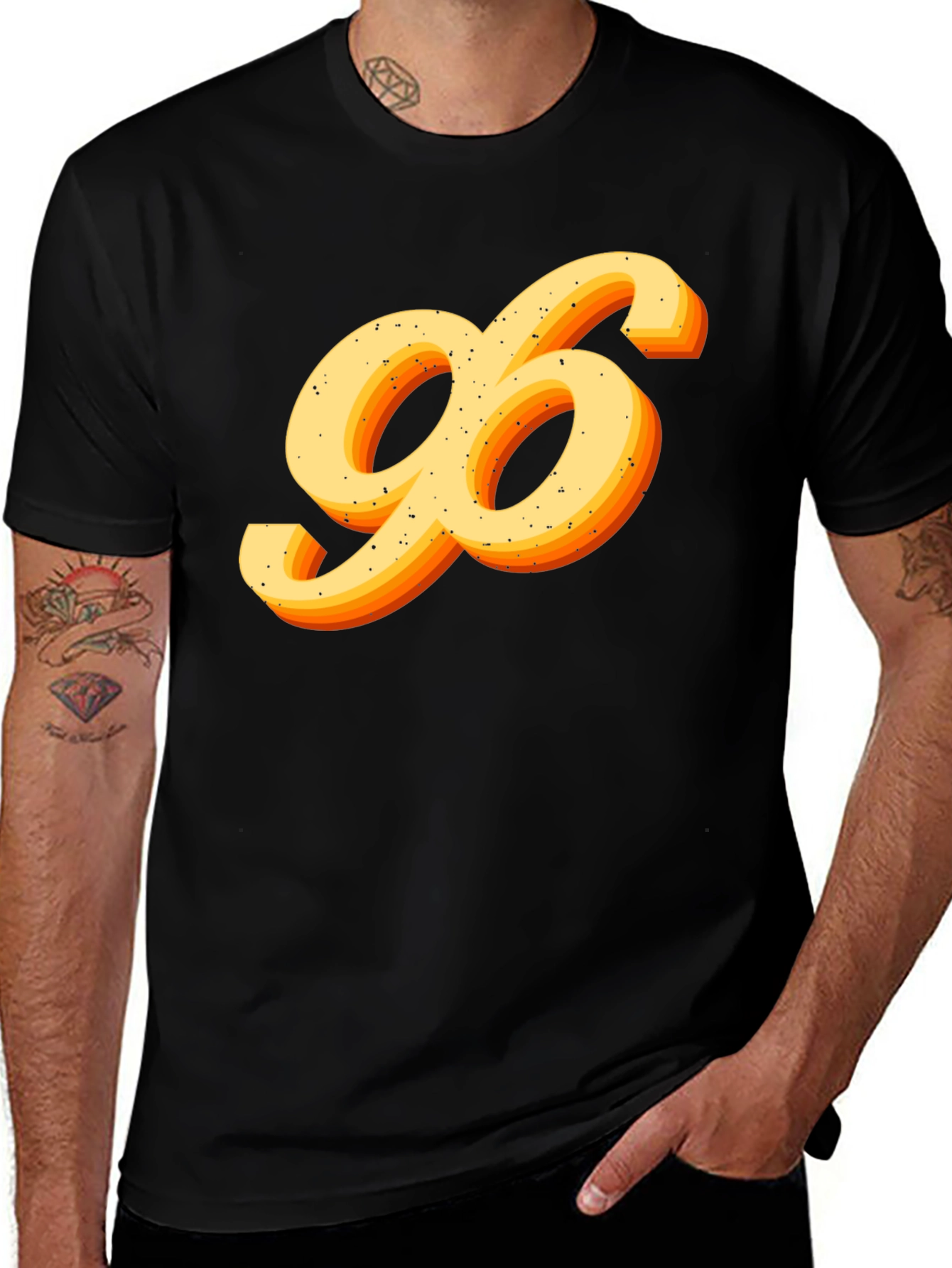 Variant 28 of Retro 96 Graphic Tee - Black Cotton Blend T-Shirt