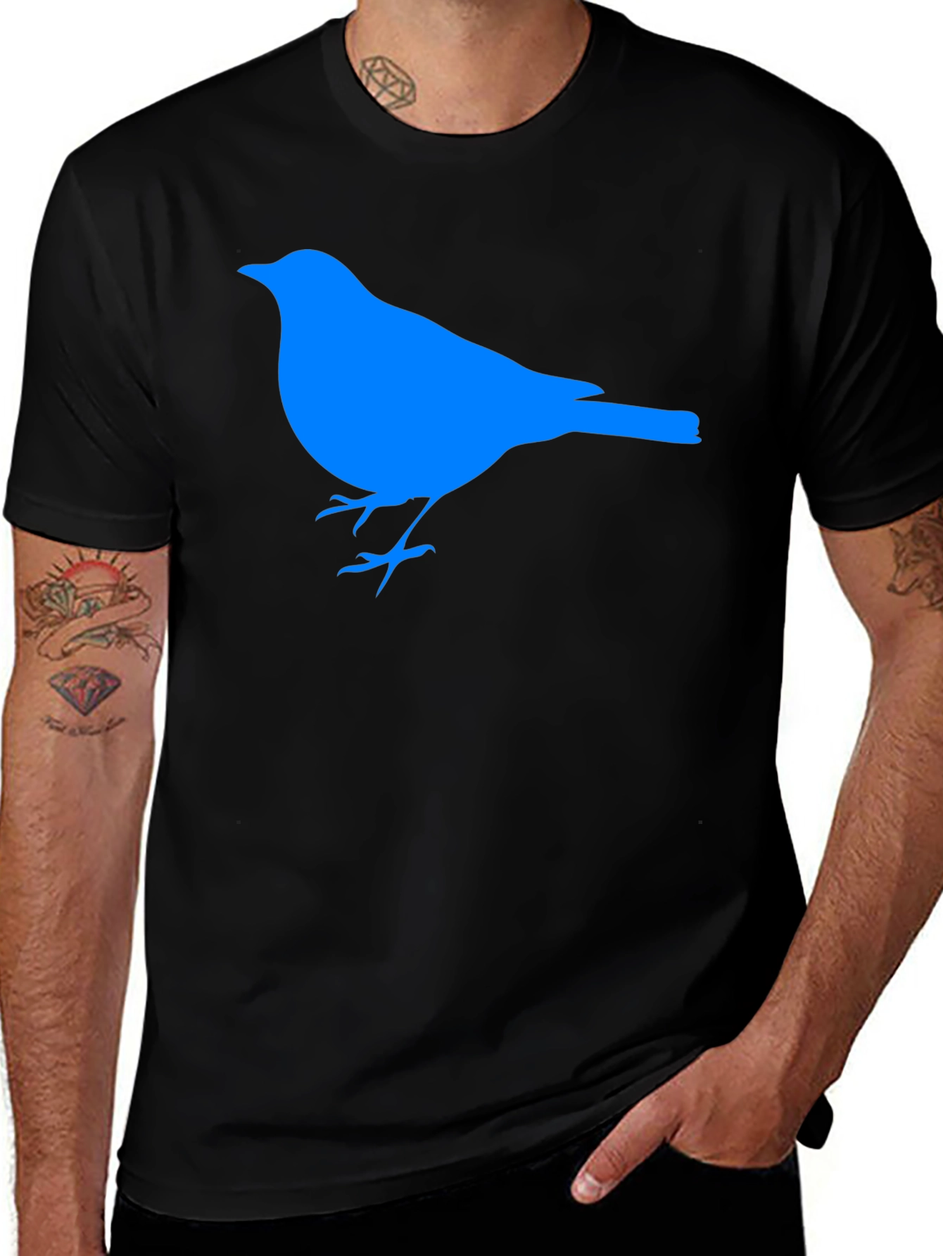Variant 9 of Blue Bird Graphic Black T-Shirt