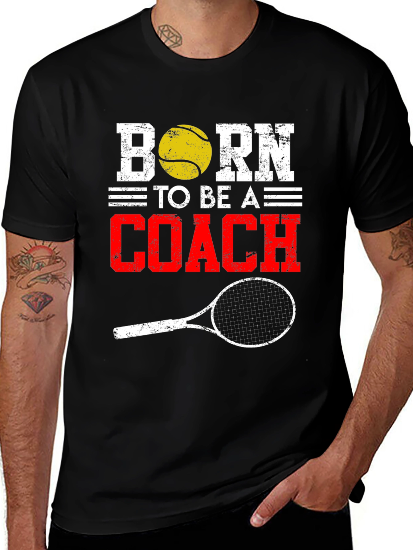 Variant 30 of Born to Be a Coach Tennis T-Shirt