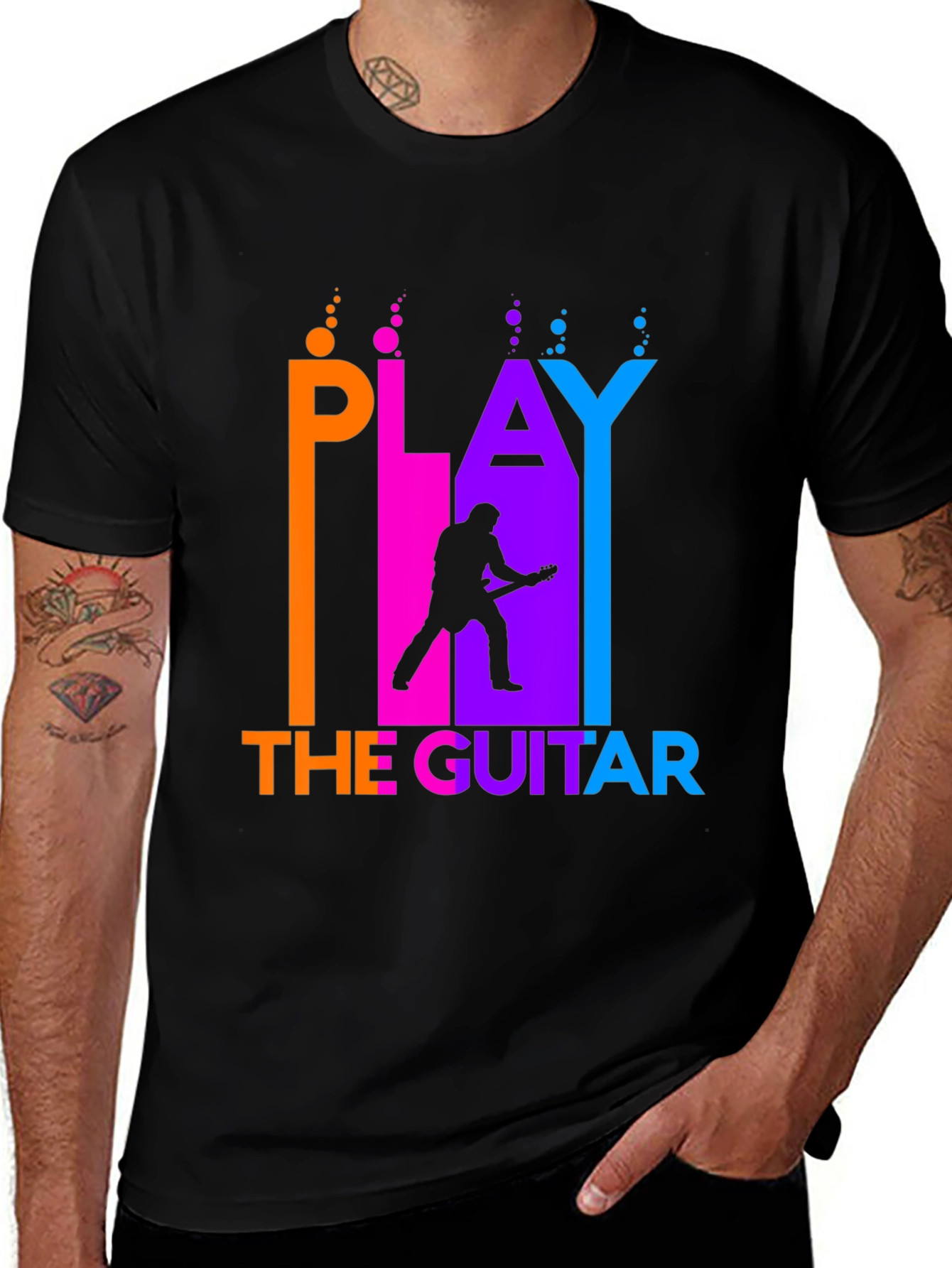 Variant 25 of Play The Guitar Black Graphic Tee