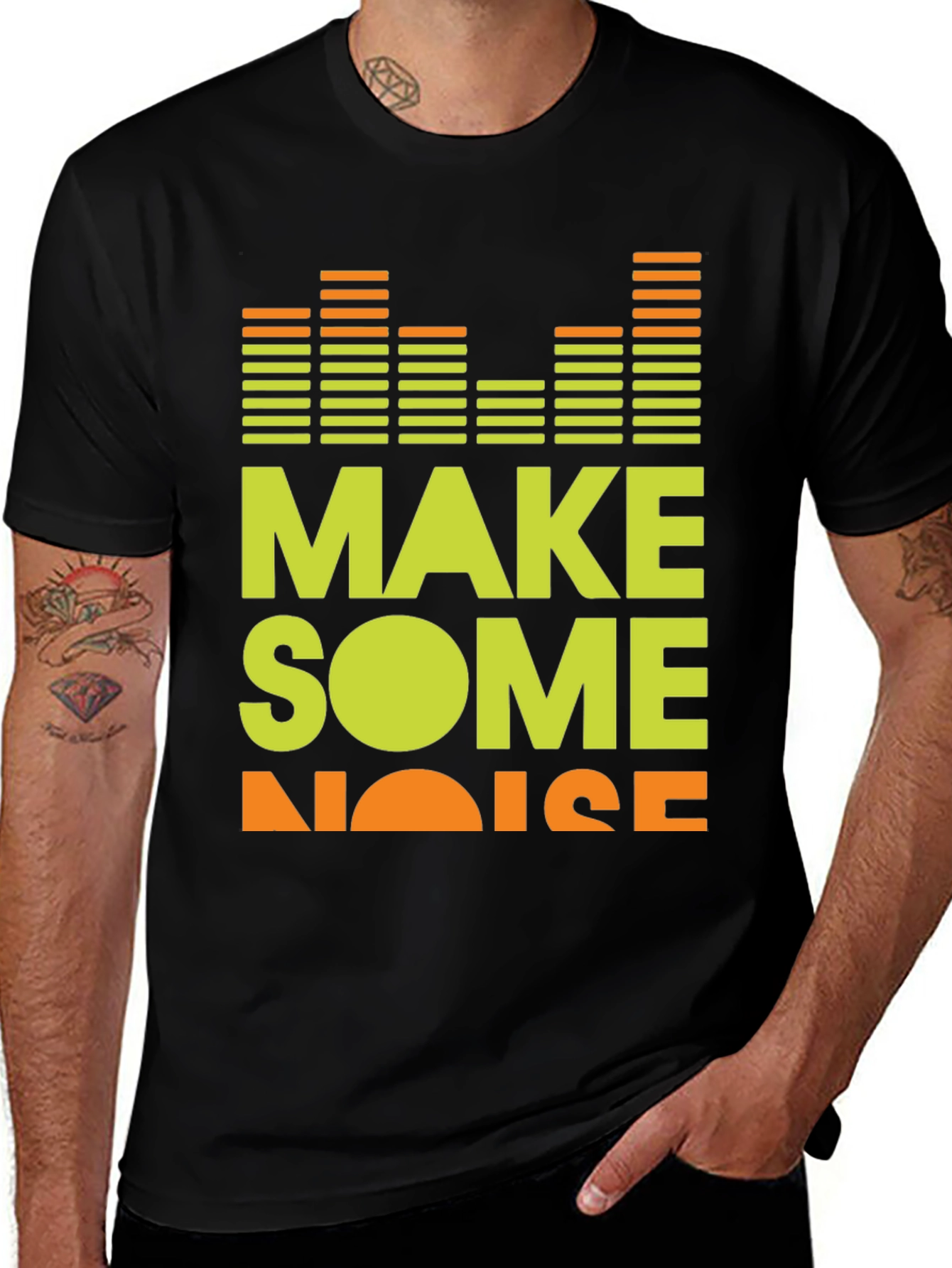 Variant 9 of Make Some Noise Graphic Tee - Black Cotton T-Shirt