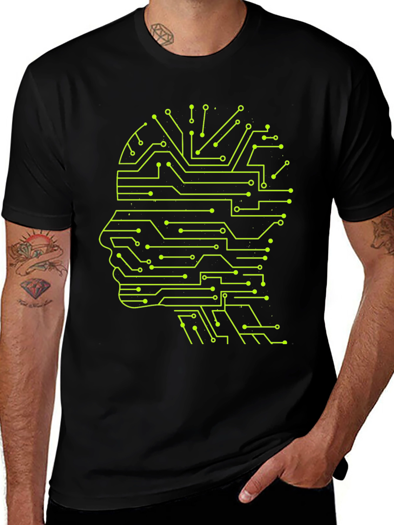 Variant 28 of Circuit Board Brain Black T-Shirt - Tech Mind