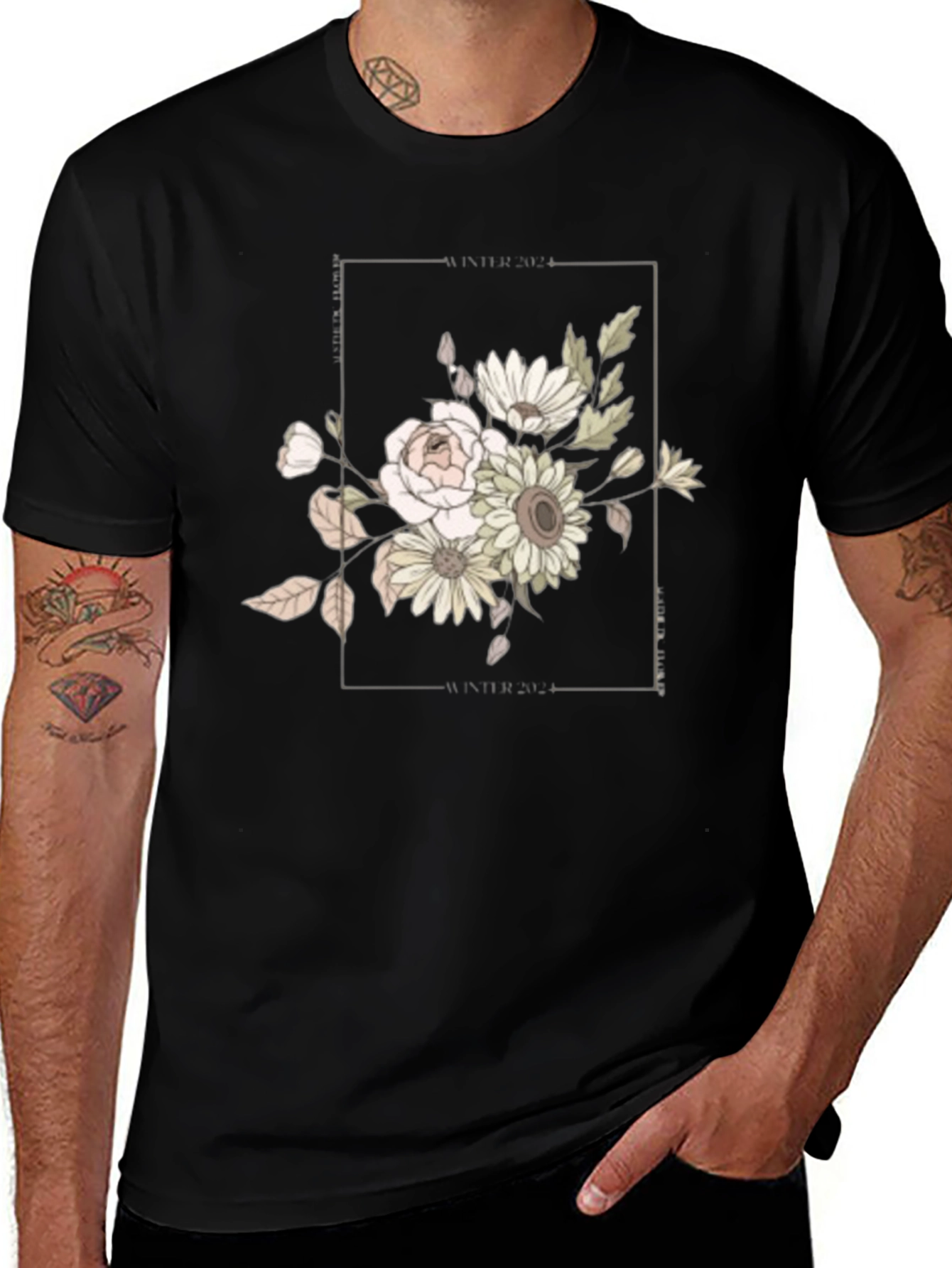 Variant 13 of Floral Graphic Black Tee