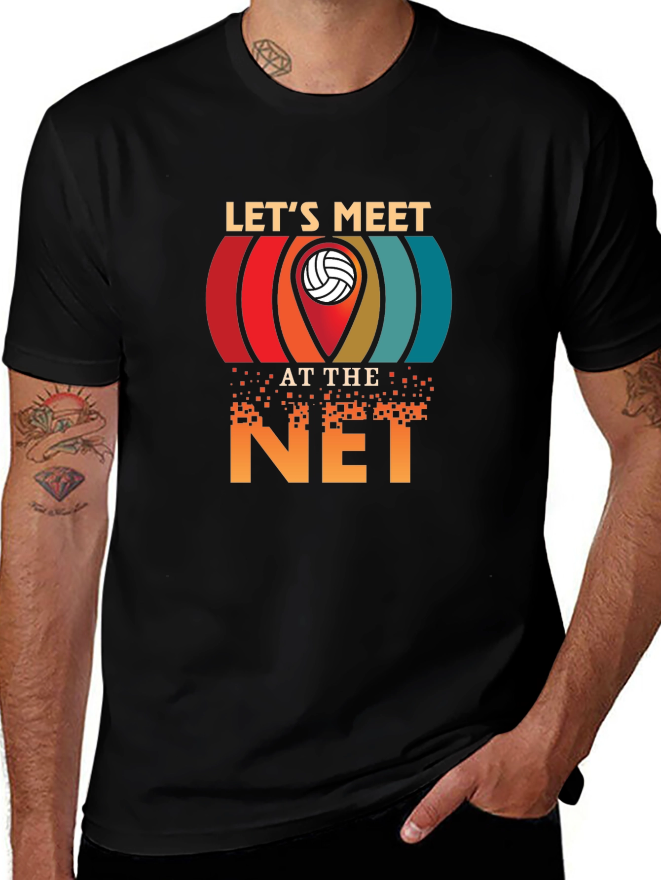 Variant 21 of Let's Meet at the Net Volleyball Graphic Tee