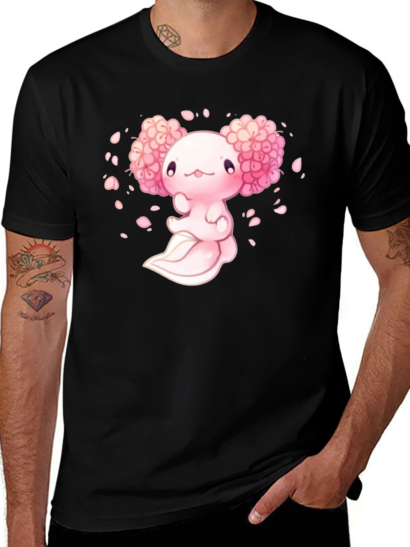 Variant 5 of Axolotl Sakura Black T-Shirt