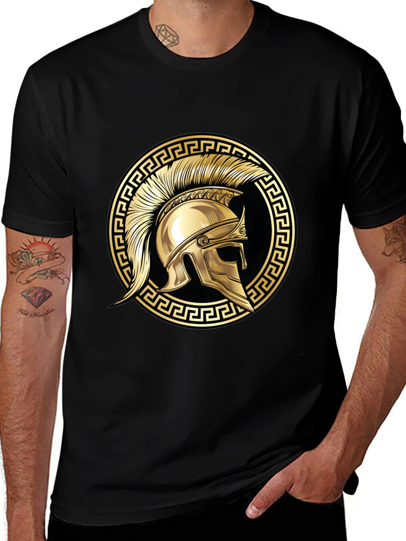 Variant 12 of Spartan Helmet Graphic Tee - Black