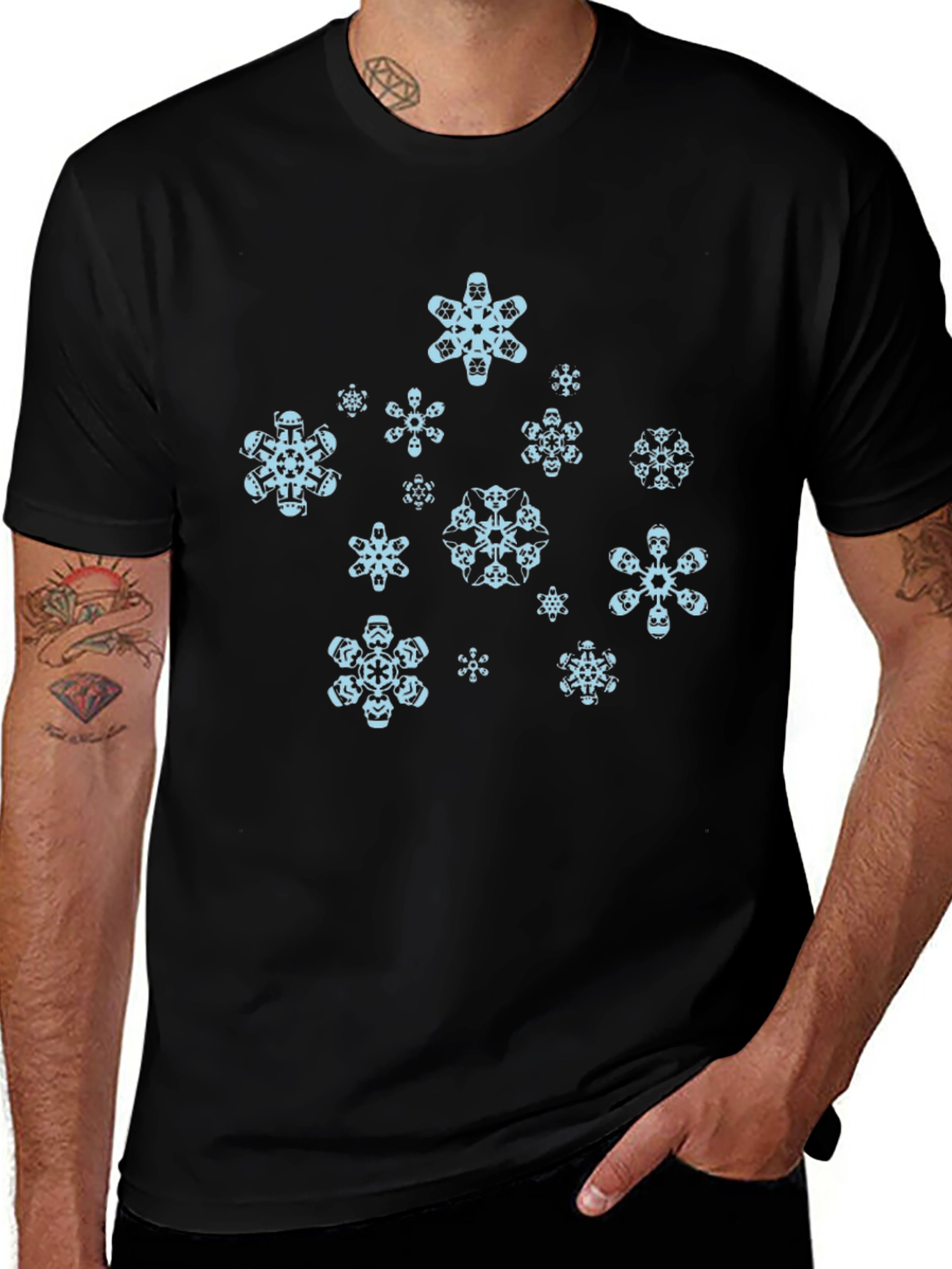 Variant 16 of Stormtrooper Snowflake T-Shirt - Black Cotton Blend