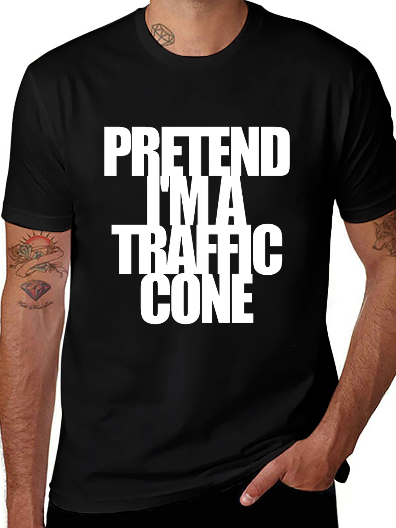 Variant 12 of Pretend I'm A Traffic Cone Black Novelty T-Shirt