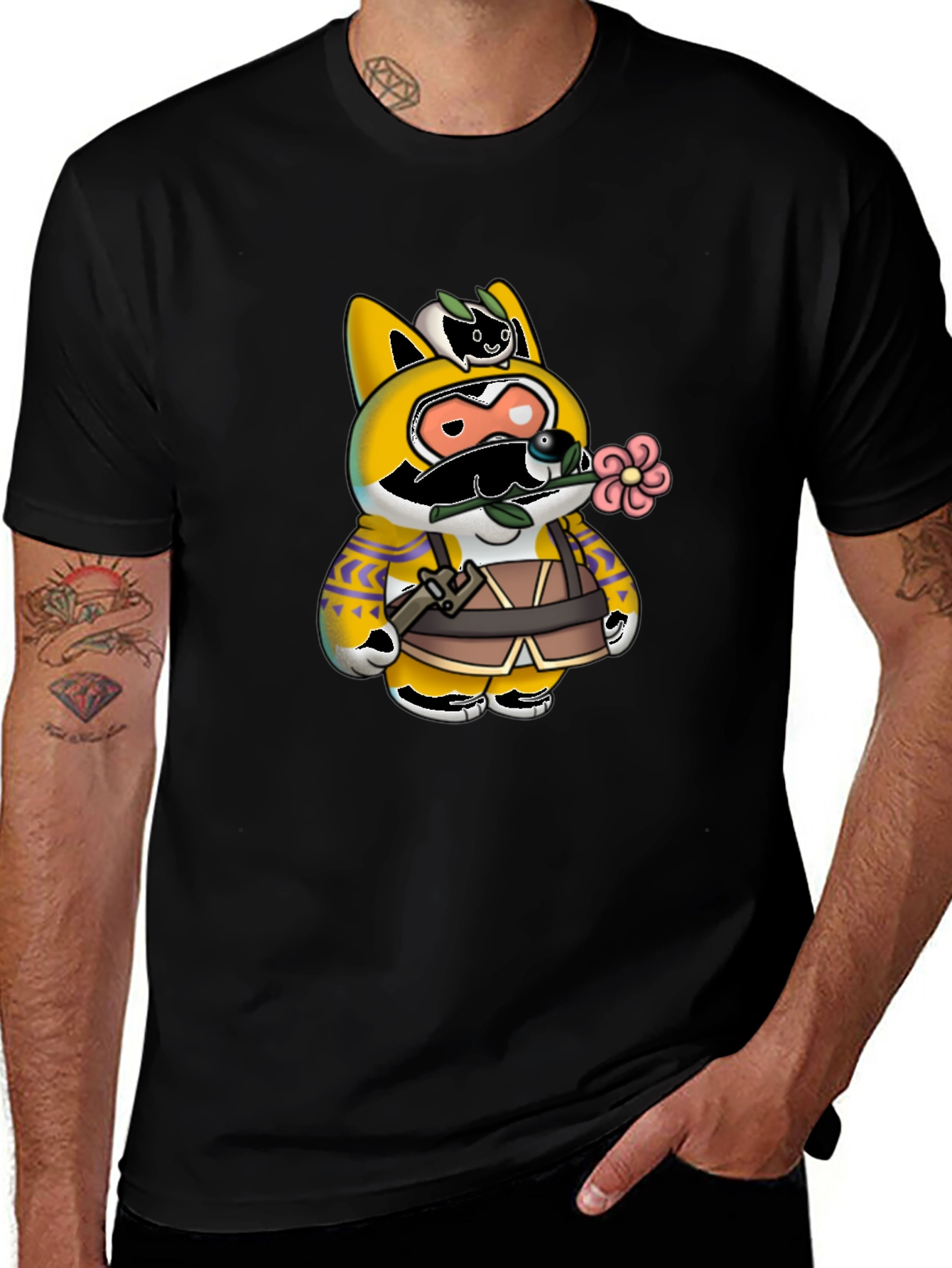 Cartoon Character Graphic Print Black T-Shirt
