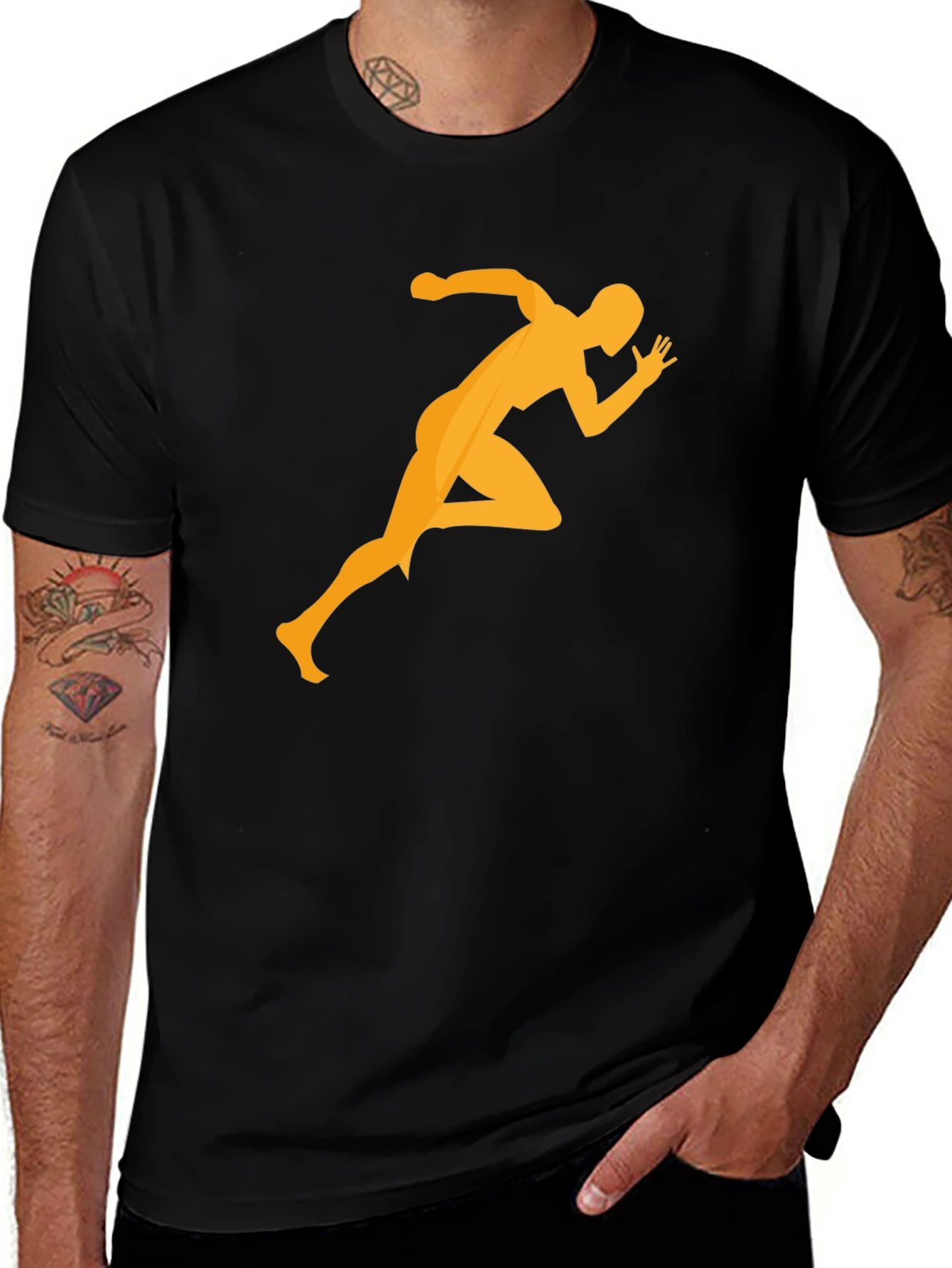 Runner Graphic Tee - Black Cotton T-Shirt