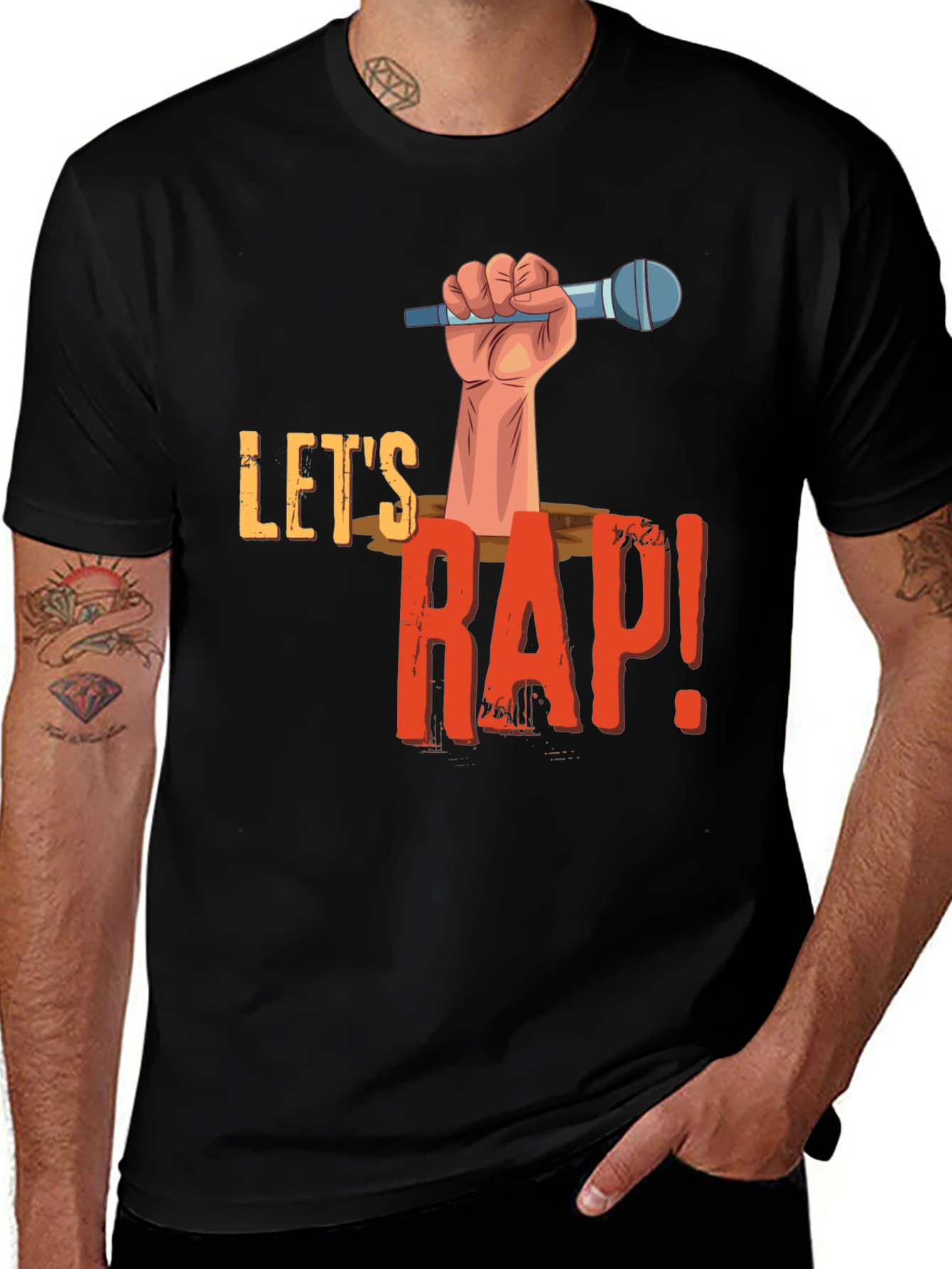 Let's Rap Graphic Tee - Black Cotton T-Shirt