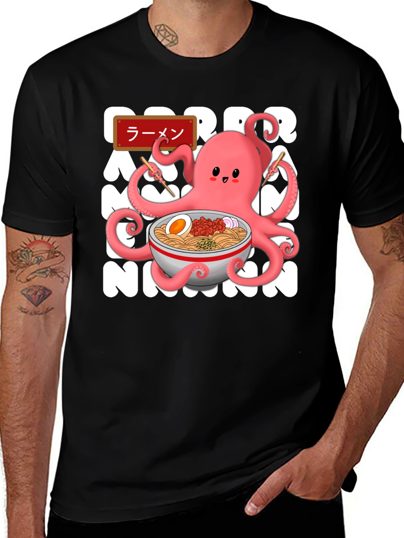 Variant 3 of Ramen Octopus T-Shirt - Cute Kawaii Design