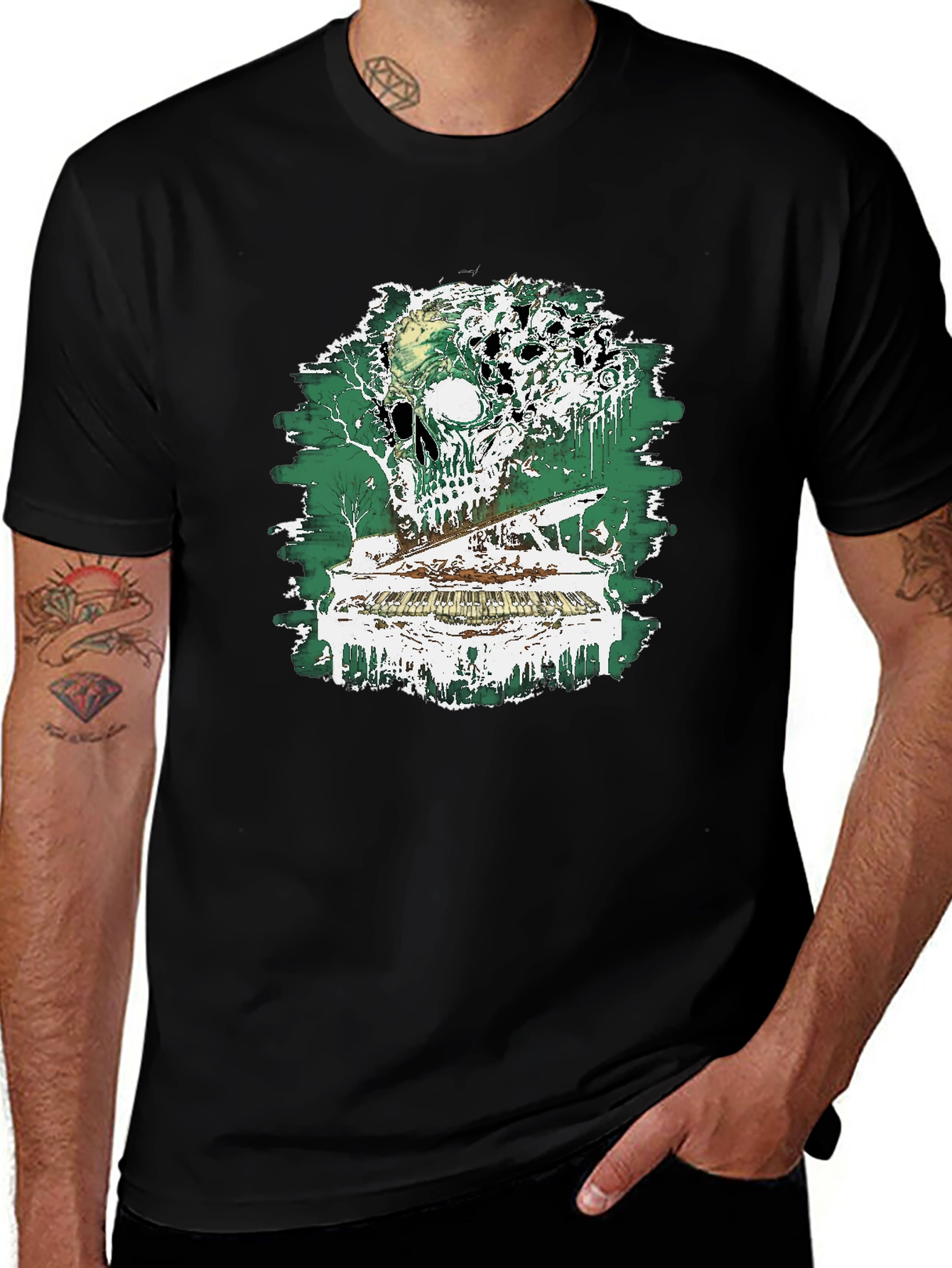 Variant 6 of Skull Piano T-Shirt - Melodic Macabre Style