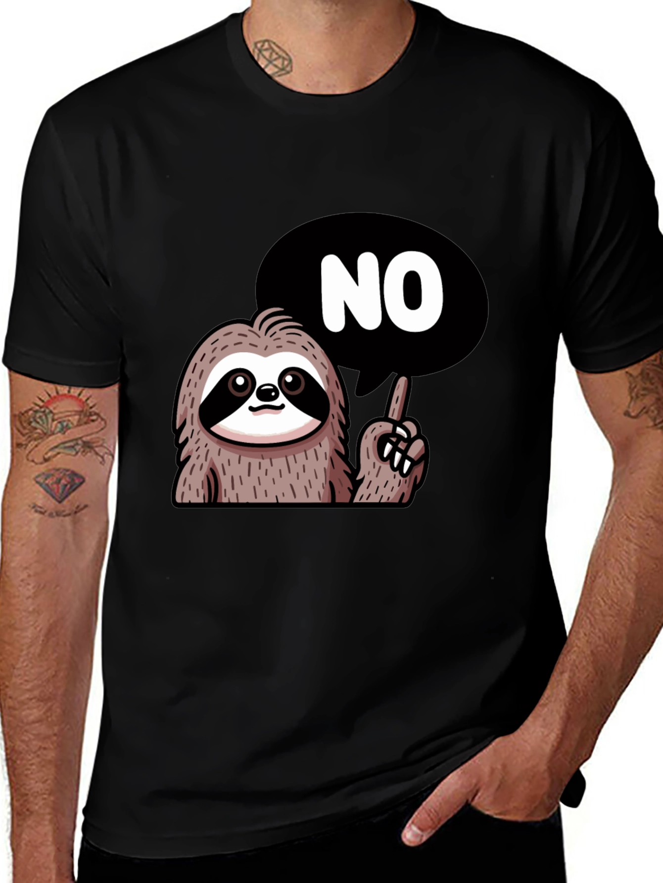 Variant 6 of Funny Sloth NO T-Shirt - Men's Black Tee