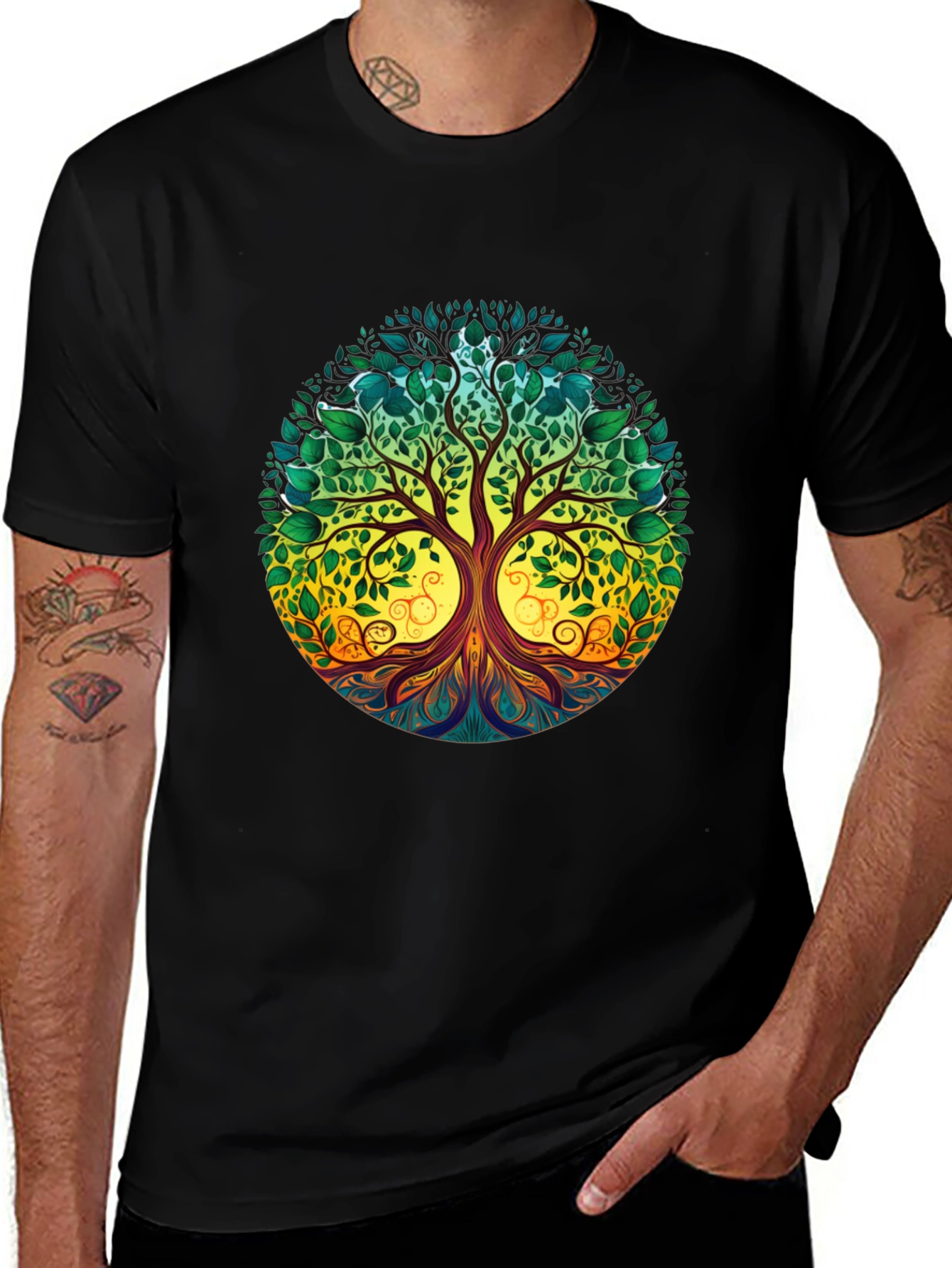 Variant 2 of Tree of Life Graphic Print Black T-Shirt