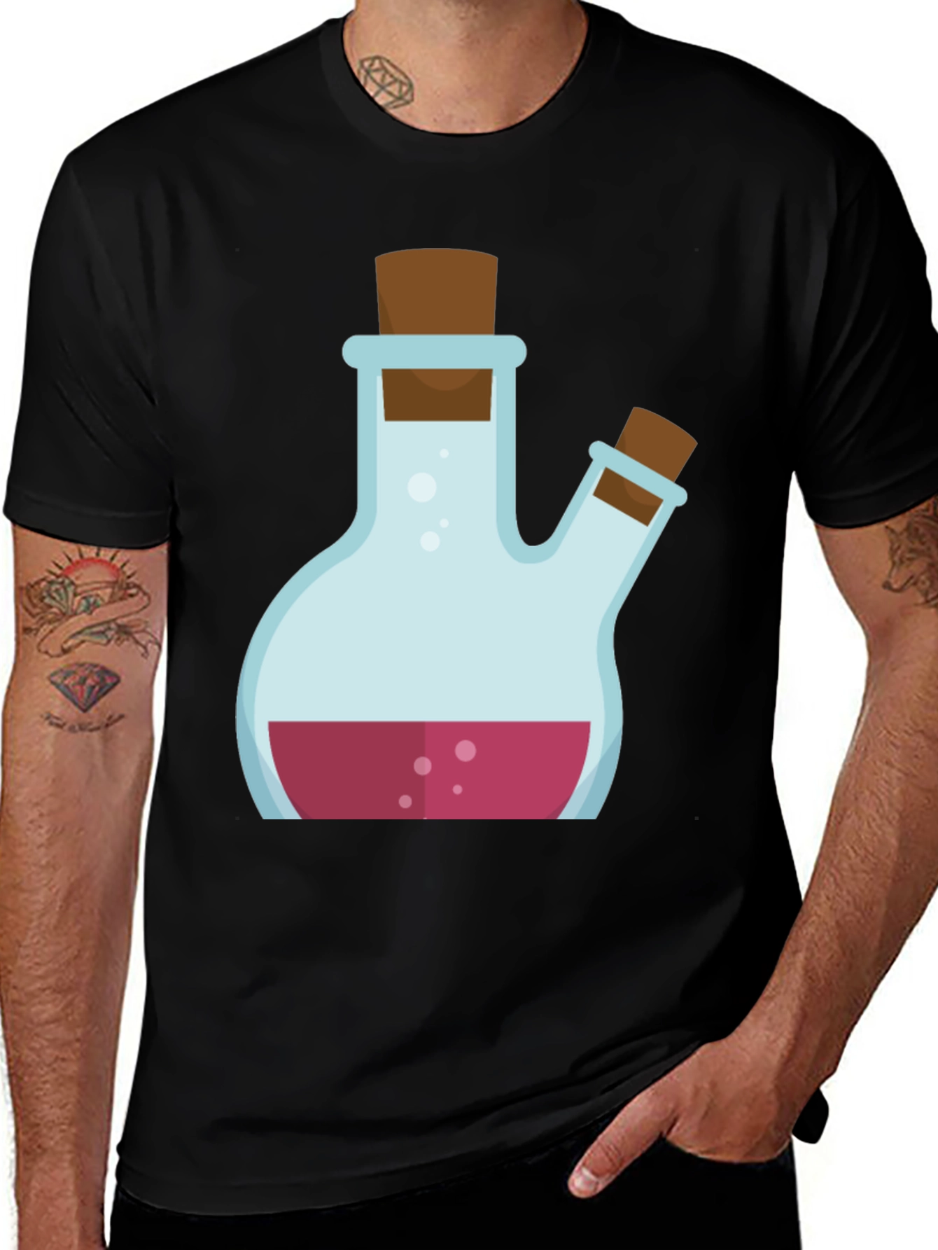 Variant 22 of Potion Graphic Tee - Black Cotton Blend Shirt