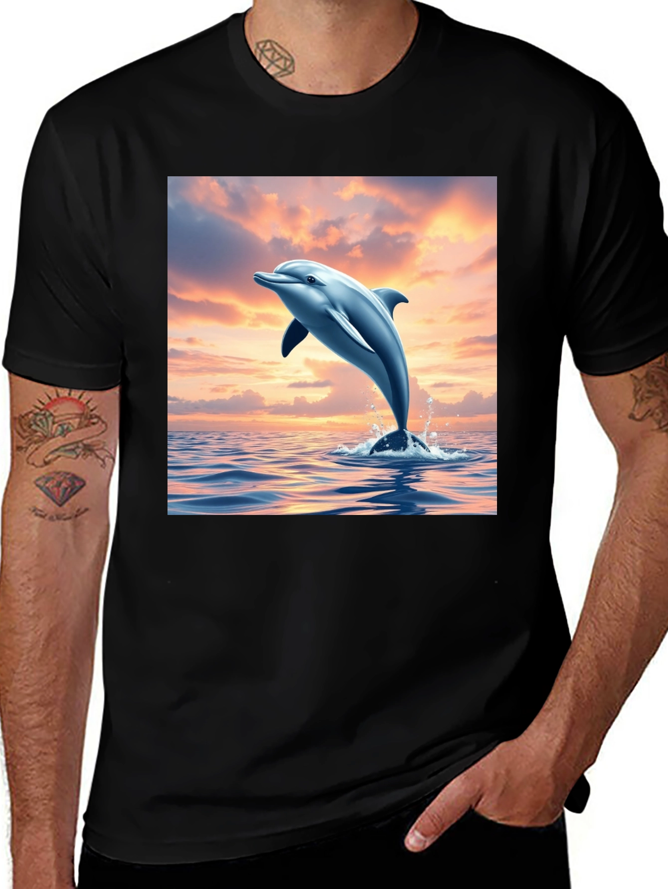 Variant 9 of Dolphin Sunset T-Shirt: Ocean Lover's Tee