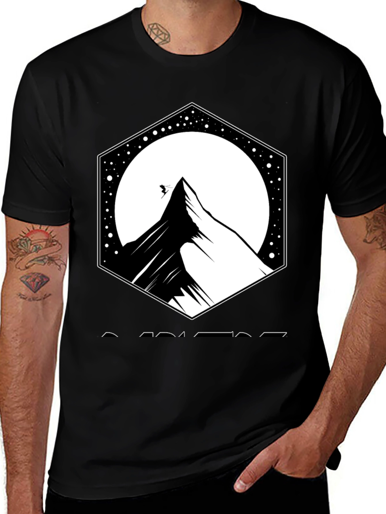 Variant 18 of Mountain Peak Graphic Black T-Shirt