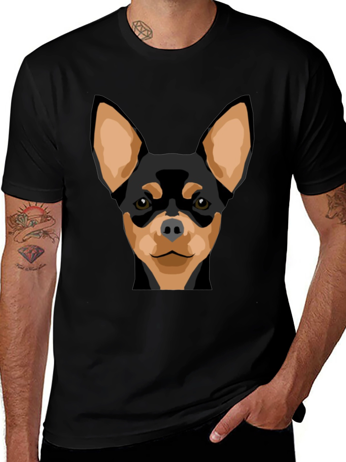 Variant 27 of Dog Graphic Tee - Black T-Shirt with Dog Design