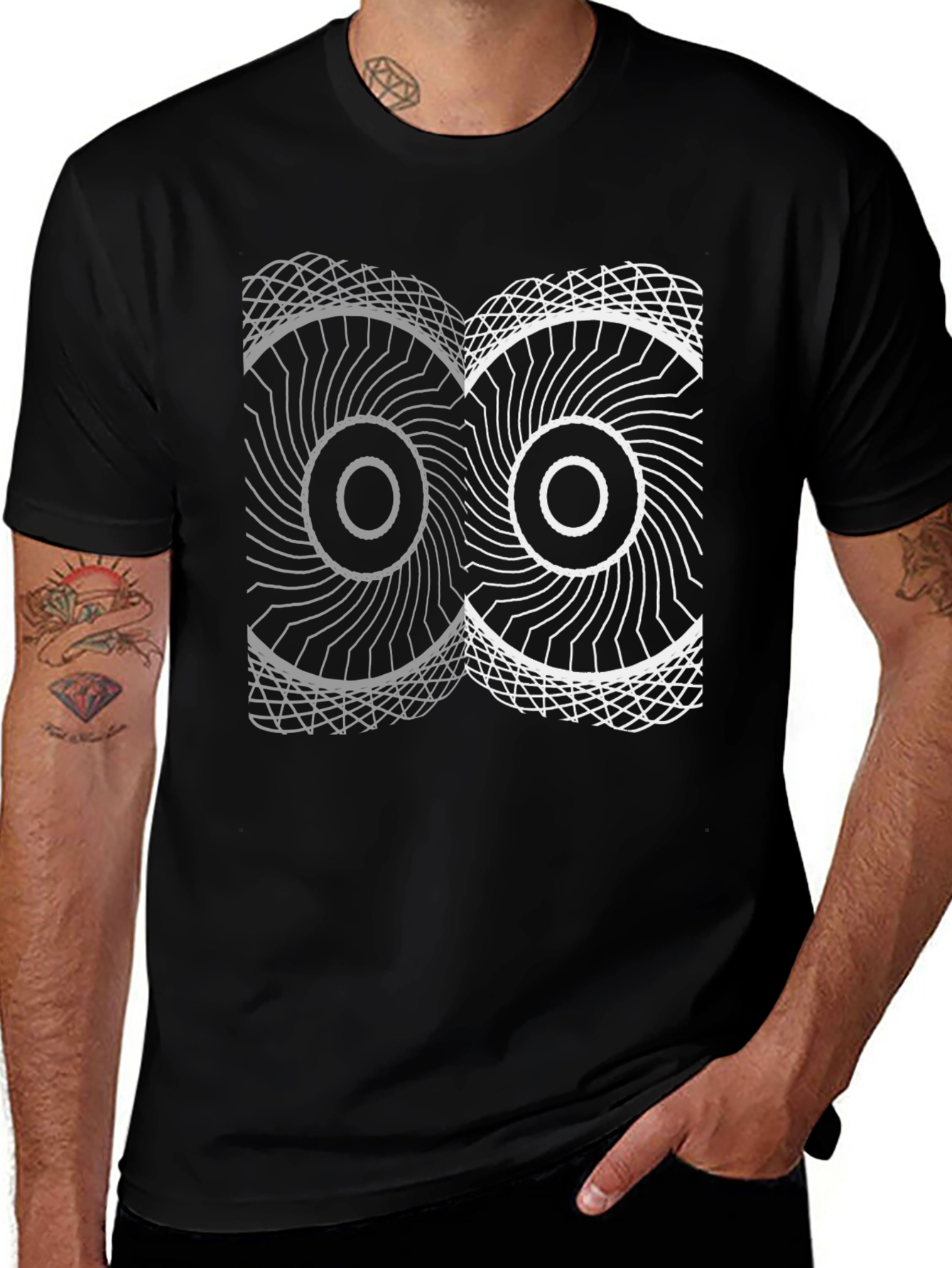 Variant 7 of Abstract Swirl Graphic Black T-Shirt
