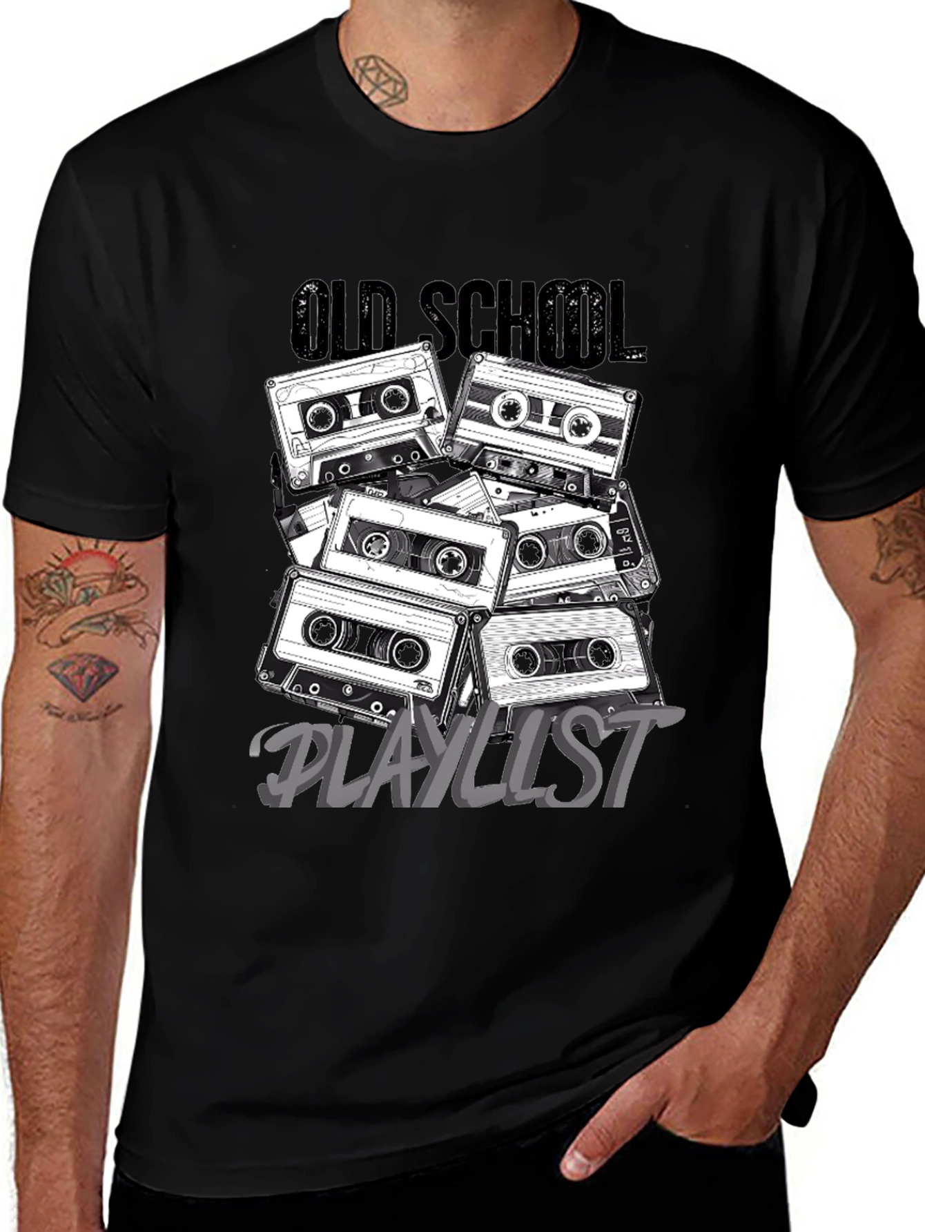 Variant 17 of Retro Cassette Tape Old School Playlist T-Shirt